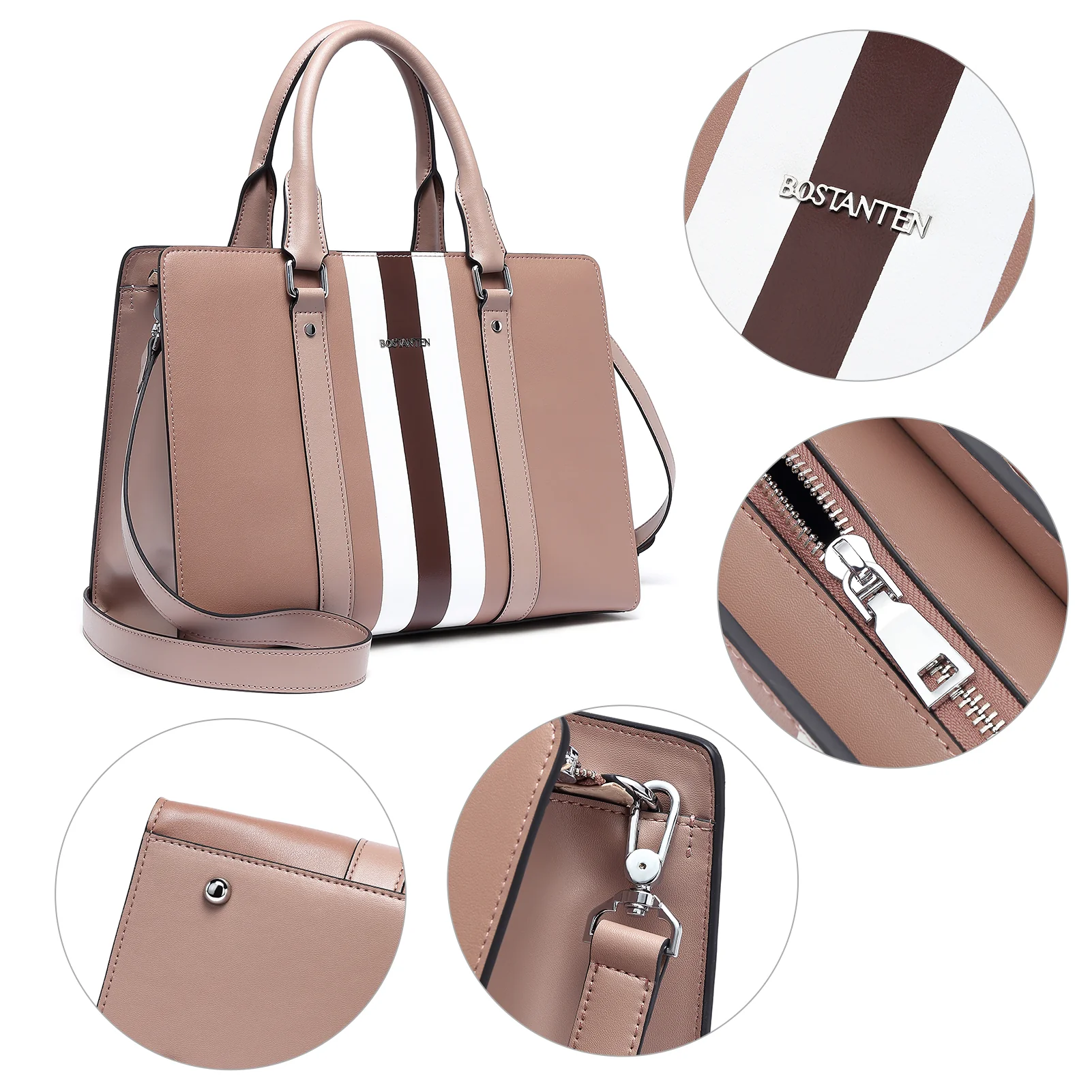 Nevin Striped Print Women's Leather Tote Bag —— Elegant Urban - Image 6