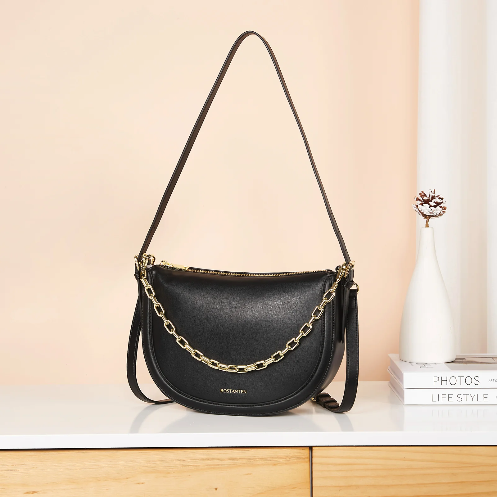 BOSTANTEN Women Shoulder Tote HandBag Designer Leather Purses Crossbody Bags with Zipper - Image 10