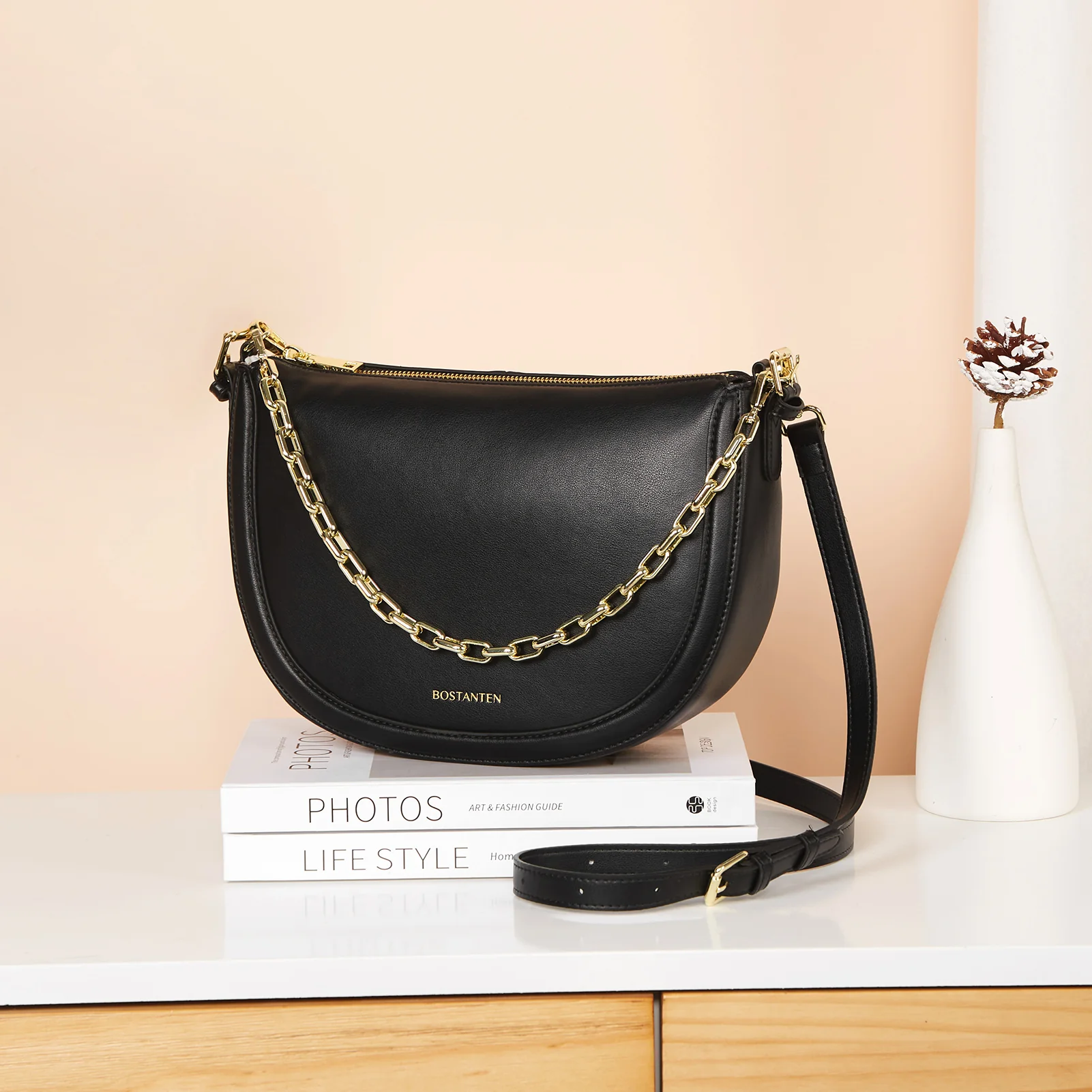 BOSTANTEN Women Shoulder Tote HandBag Designer Leather Purses Crossbody Bags with Zipper - Image 11