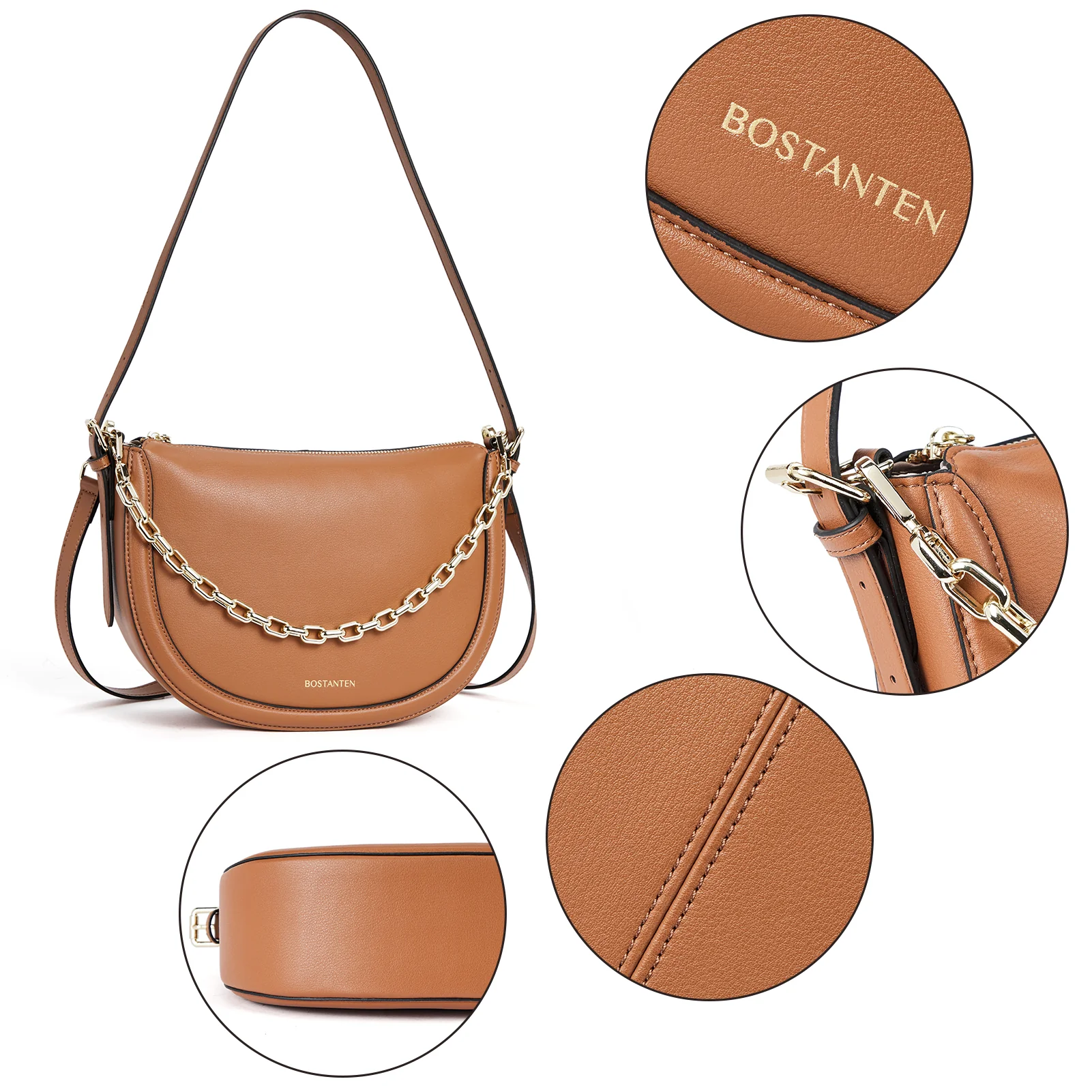 BOSTANTEN Women Shoulder Tote HandBag Designer Leather Purses Crossbody Bags with Zipper - Image 15