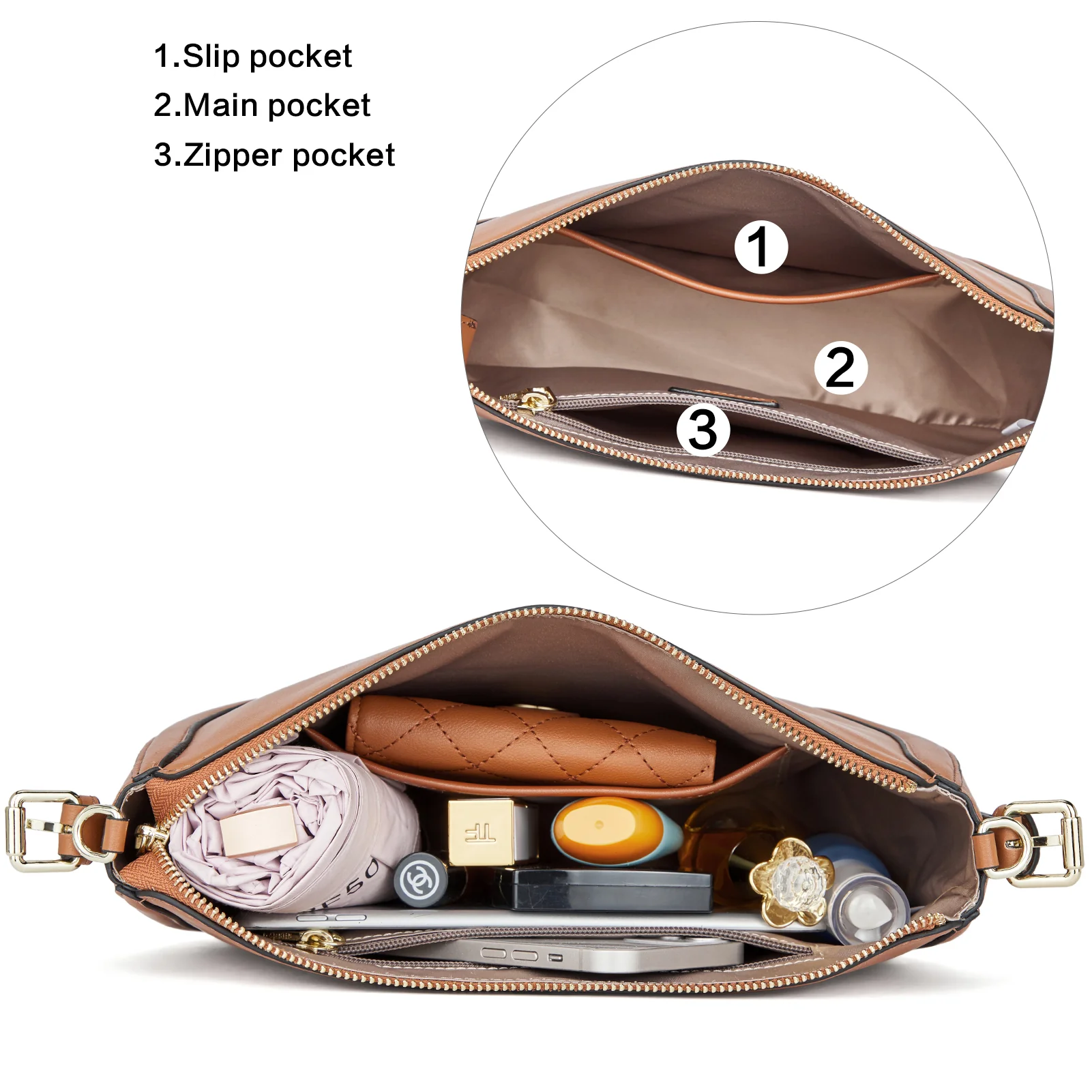 BOSTANTEN Women Shoulder Tote HandBag Designer Leather Purses Crossbody Bags with Zipper - Image 18