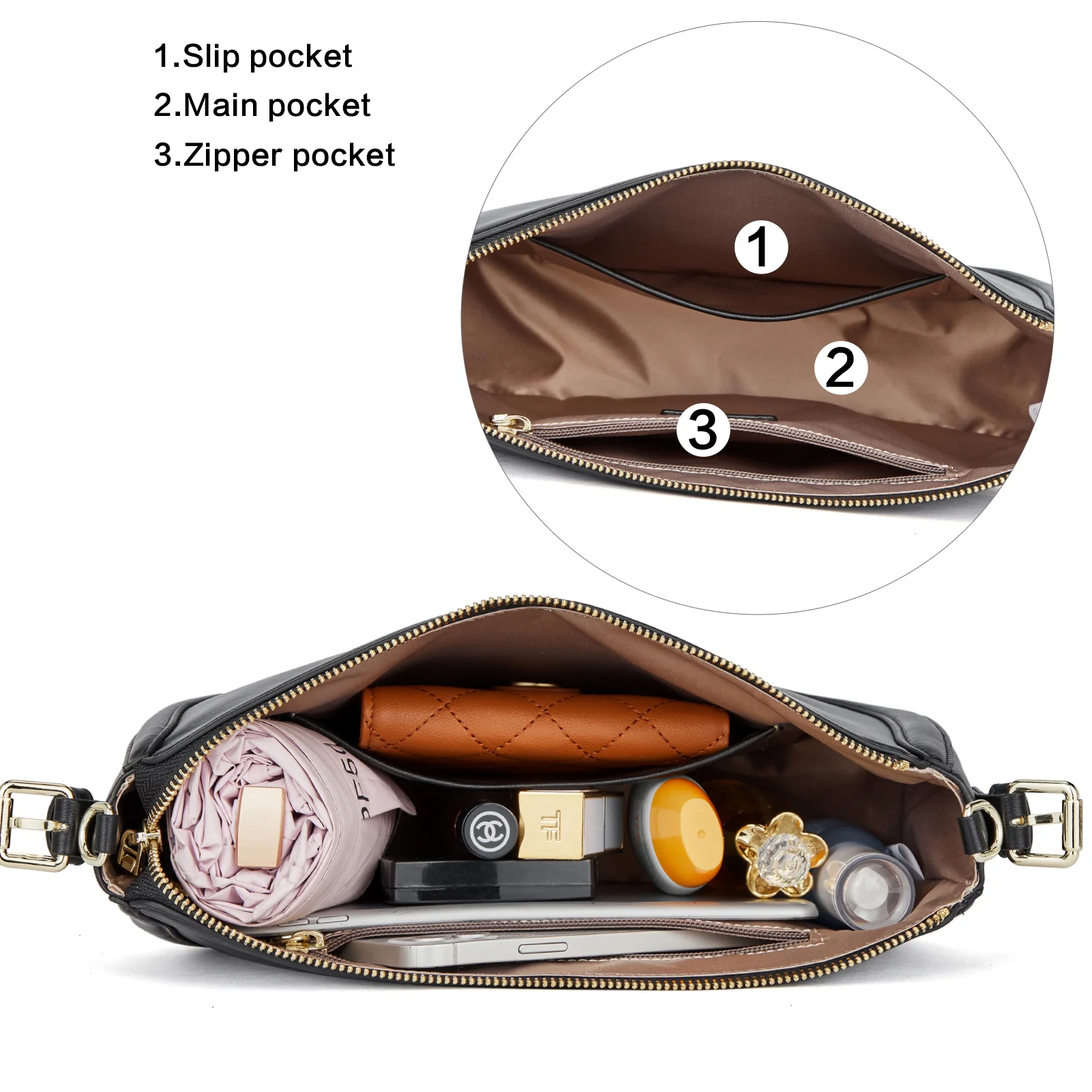BOSTANTEN Women Shoulder Tote HandBag Designer Leather Purses Crossbody Bags with Zipper - Image 8