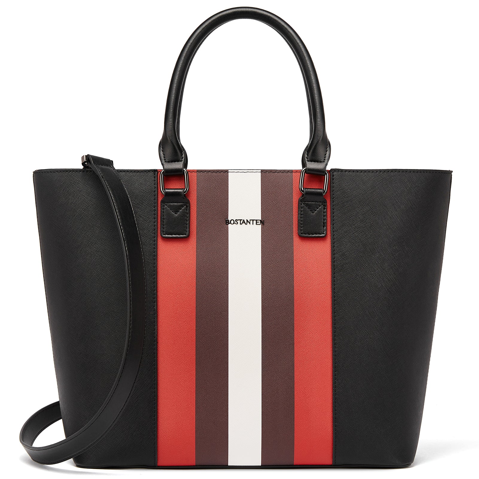 BOSTANTEN Women Tote Bag Genuine Leather Handbags Purses Shoulder Satchel Purse Work Bag Stripe Pattern - Image 9