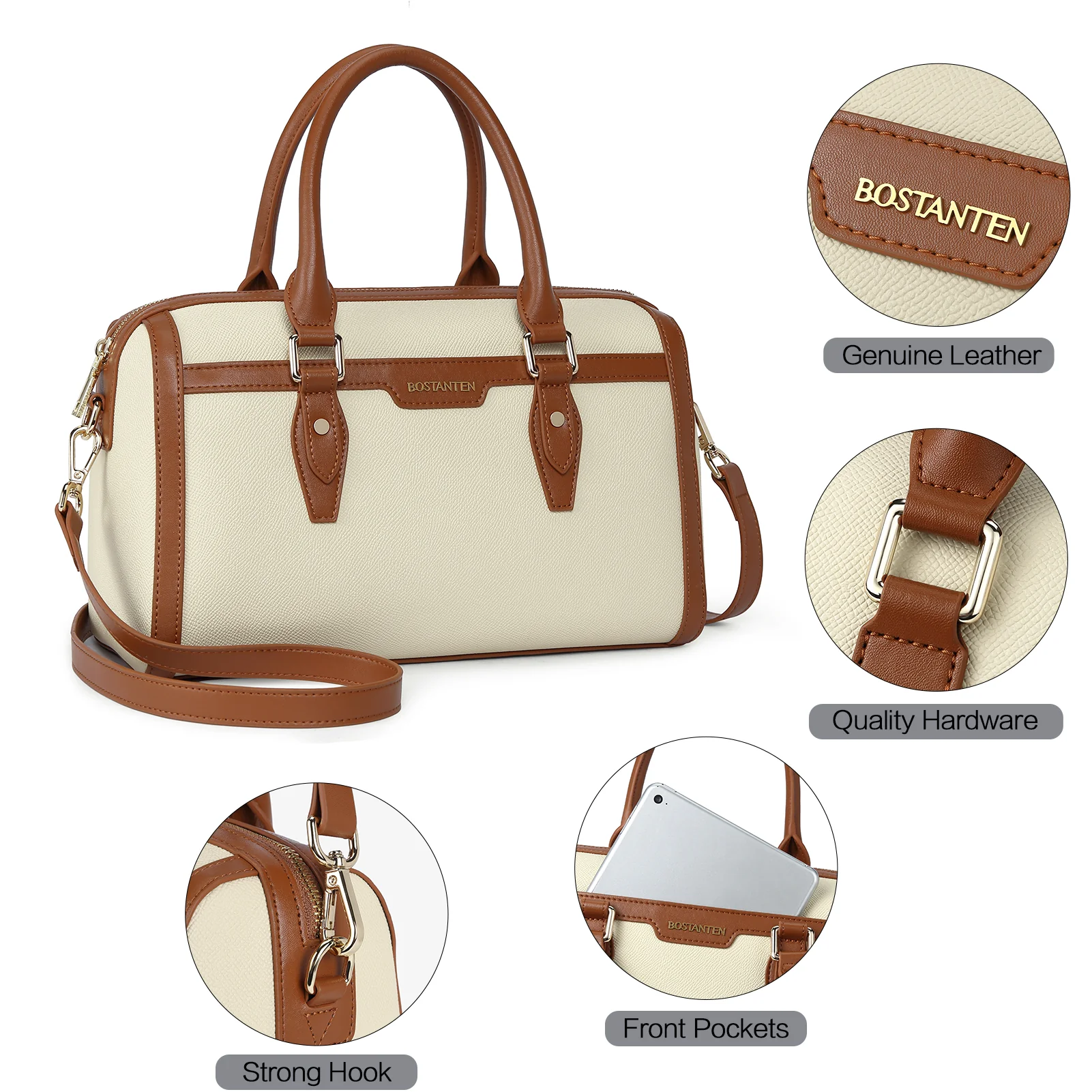 BOSTANTEN Womens Handbags Genuine Leather Designer Tote Bag Ladies Top Handle Bag Crossbody Satchel Purse - Image 7