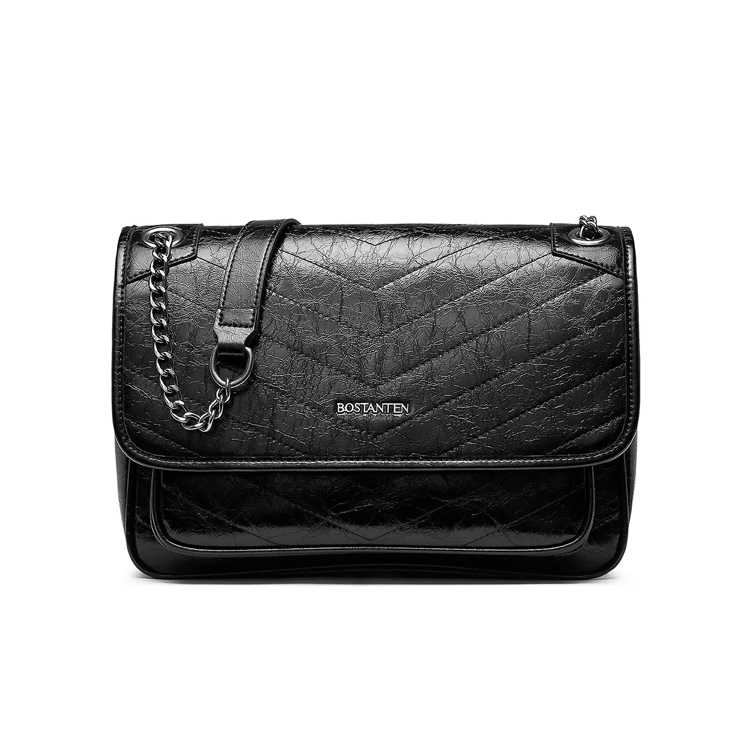 BOSTANTEN Women's Leather Handbag Designer Chevron Quilted Crossbody Bag Fashion Chain Strap Shoulder Purses - Image 8