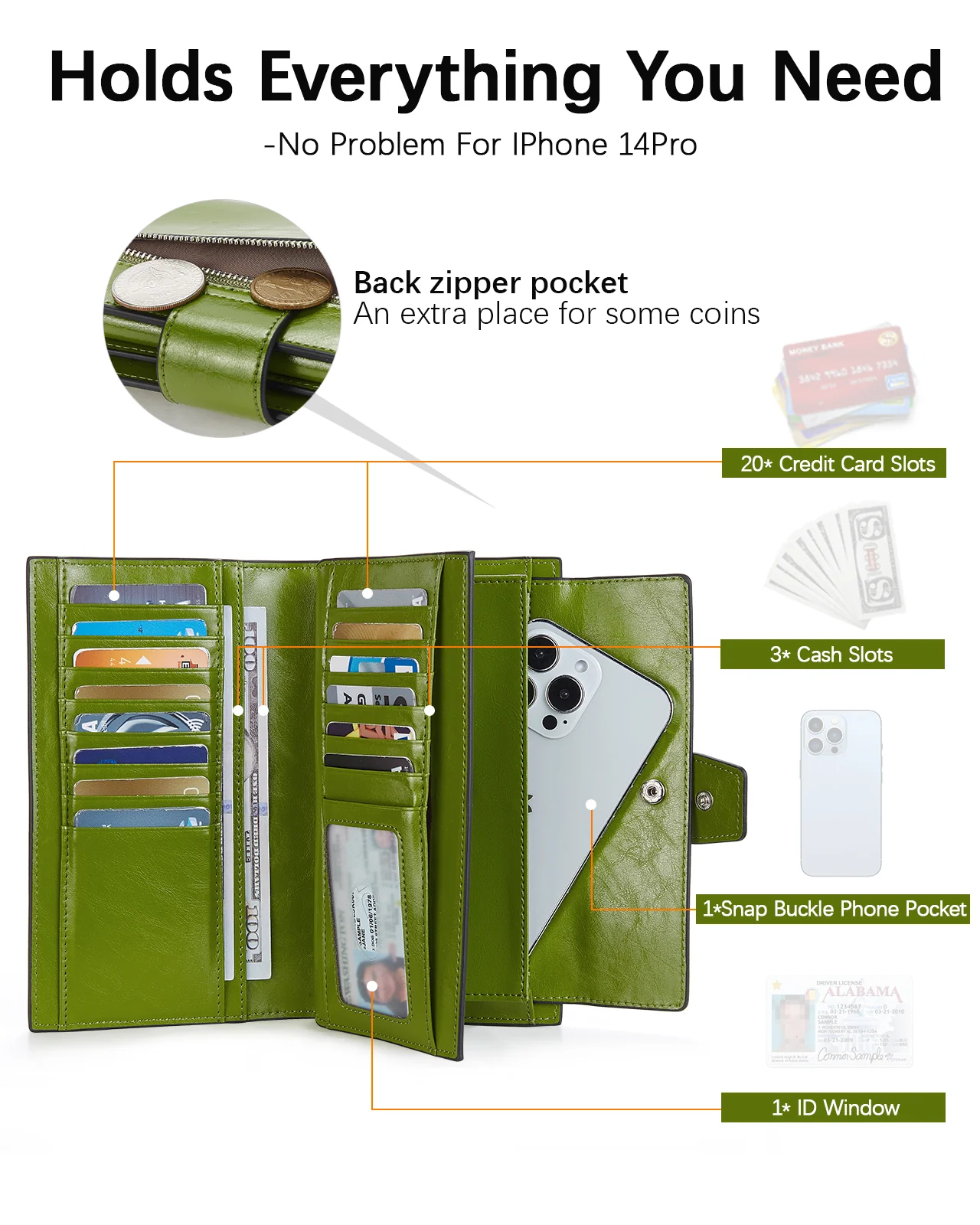 BOSTANTEN Womens Leather Wallets RFID Blocking Large Capacity Trifold Card Holder Ladies Phone Clutch - Image 11