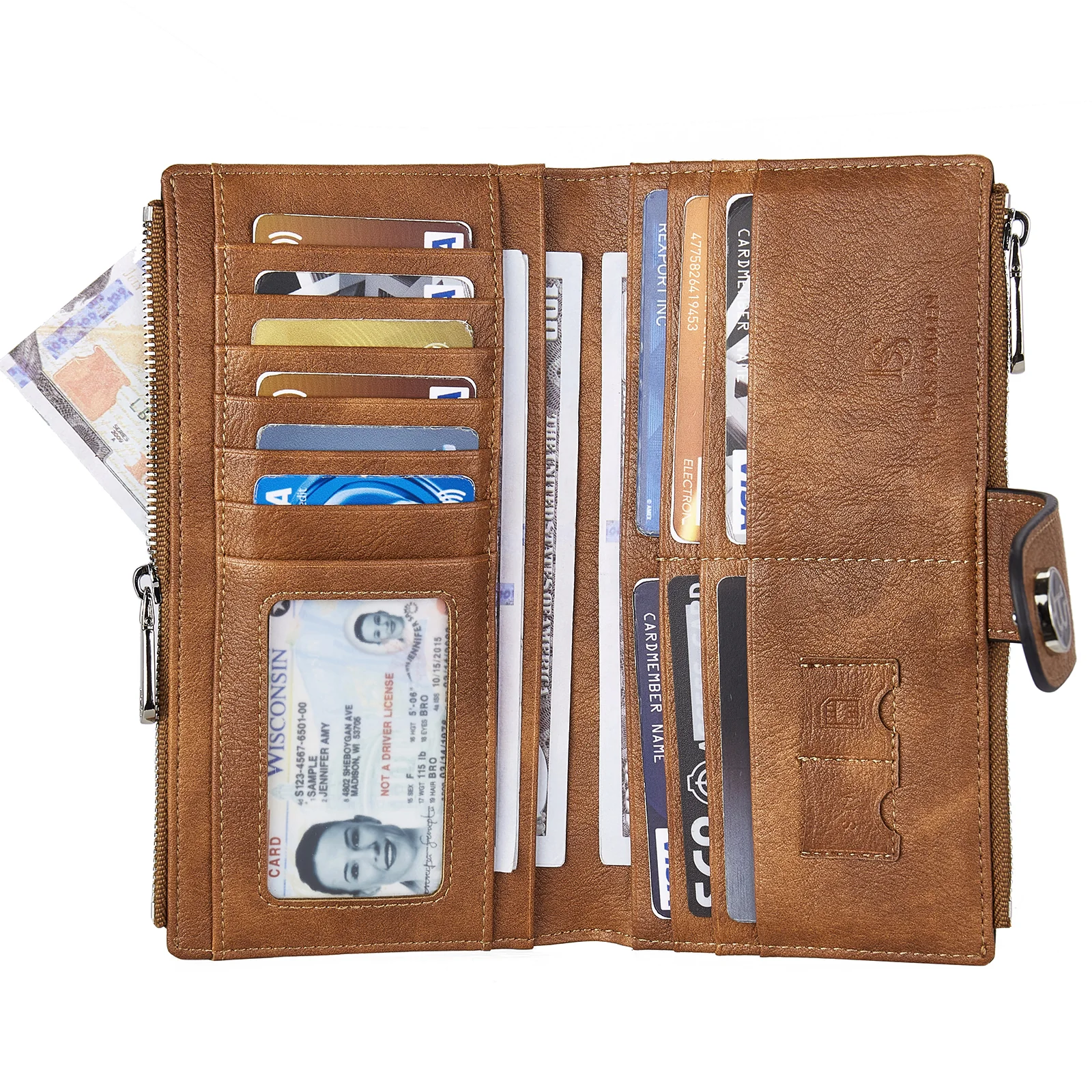 BOSTANTEN Womens Leather Wallets RFID Blocking Large Capacity Trifold Card Holder Ladies Phone Clutch - Image 17