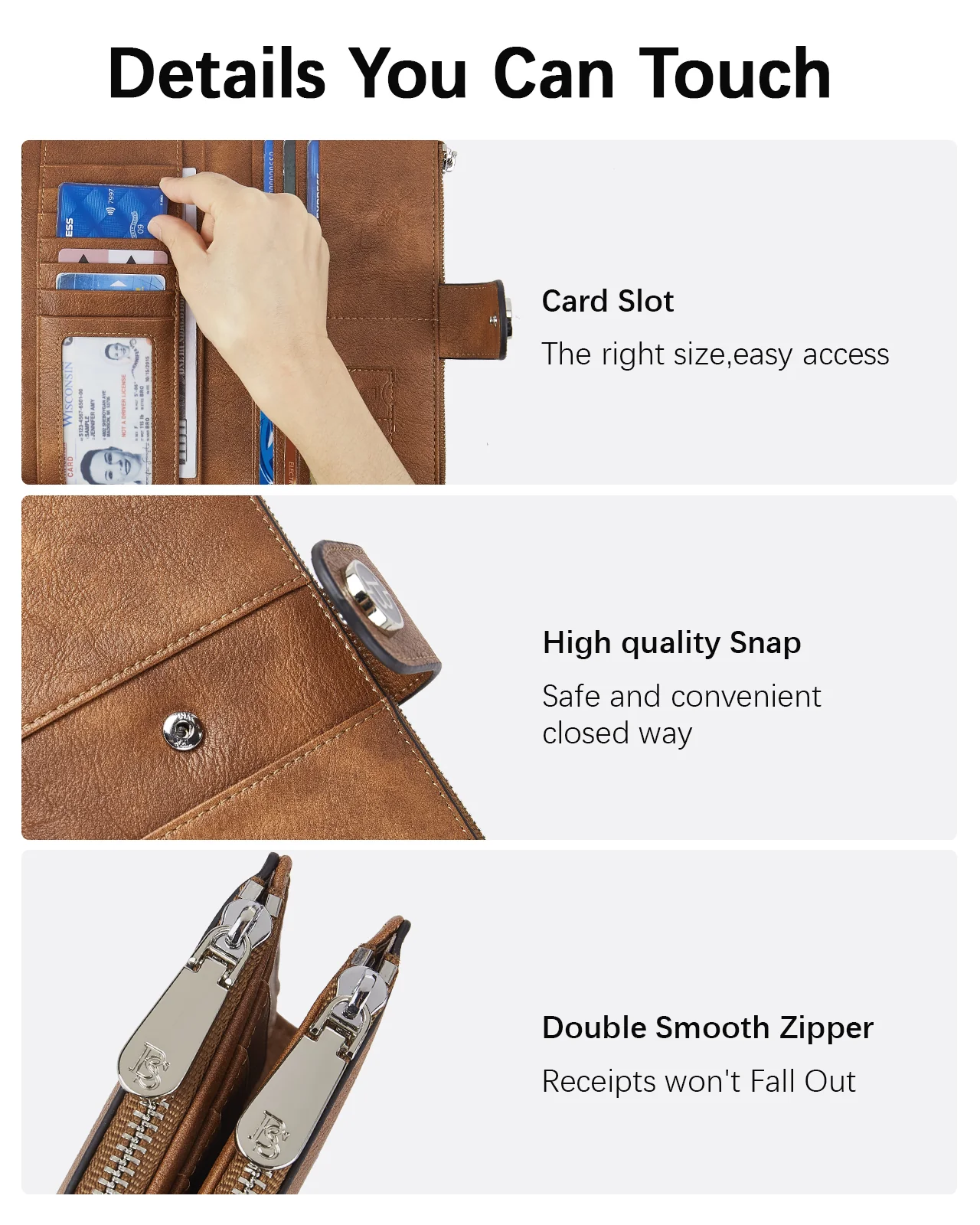 BOSTANTEN Womens Leather Wallets RFID Blocking Large Capacity Trifold Card Holder Ladies Phone Clutch - Image 20