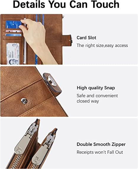 BOSTANTEN Womens Leather Wallets RFID Blocking Large Capacity Trifold Card Holder Ladies Phone Clutch - Image 4
