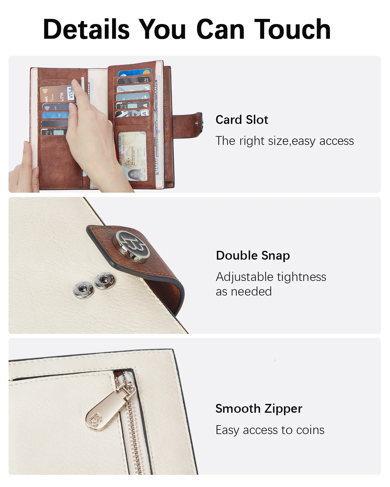 BOSTANTEN Womens Leather Wallets RFID Blocking Large Capacity Trifold Card Holder Ladies Phone Clutch - Image 6