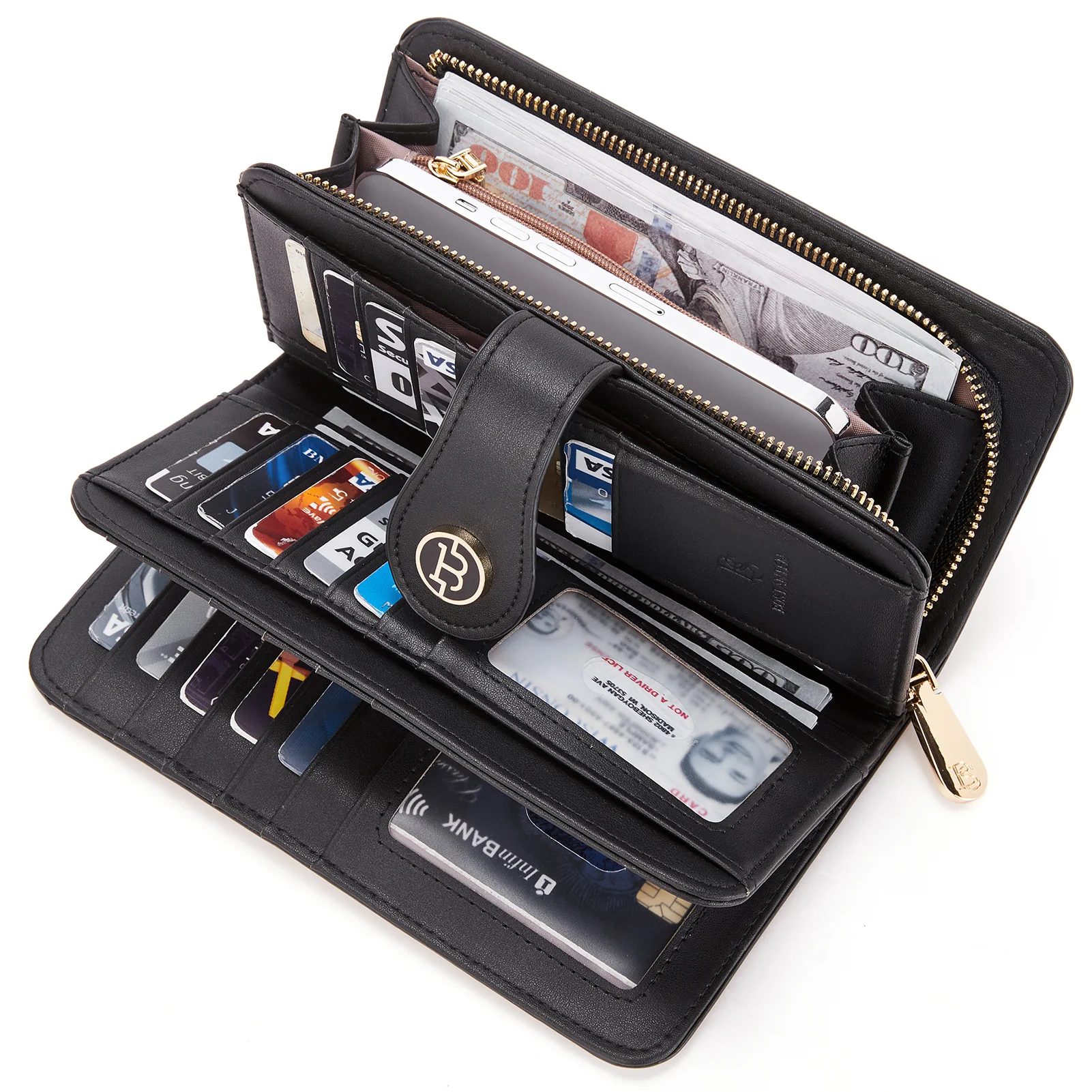 BOSTANTEN Womens Wallet Genuine Leather Large Capacity Wristlet Clutch Purse Credit Card Holder with RFID Blocking - Image 10