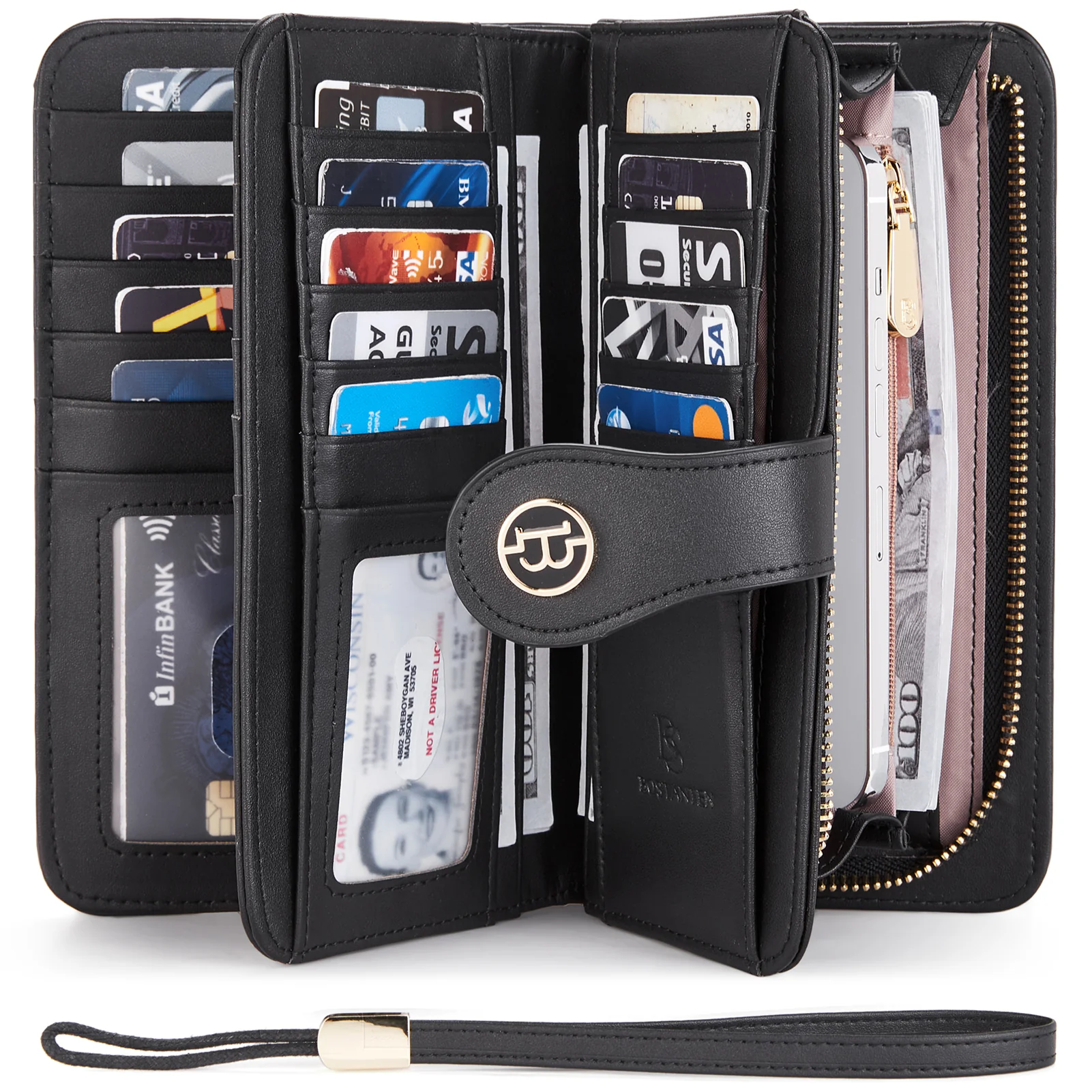 BOSTANTEN Womens Wallet Genuine Leather Large Capacity Wristlet Clutch Purse Credit Card Holder with RFID Blocking - Image 11