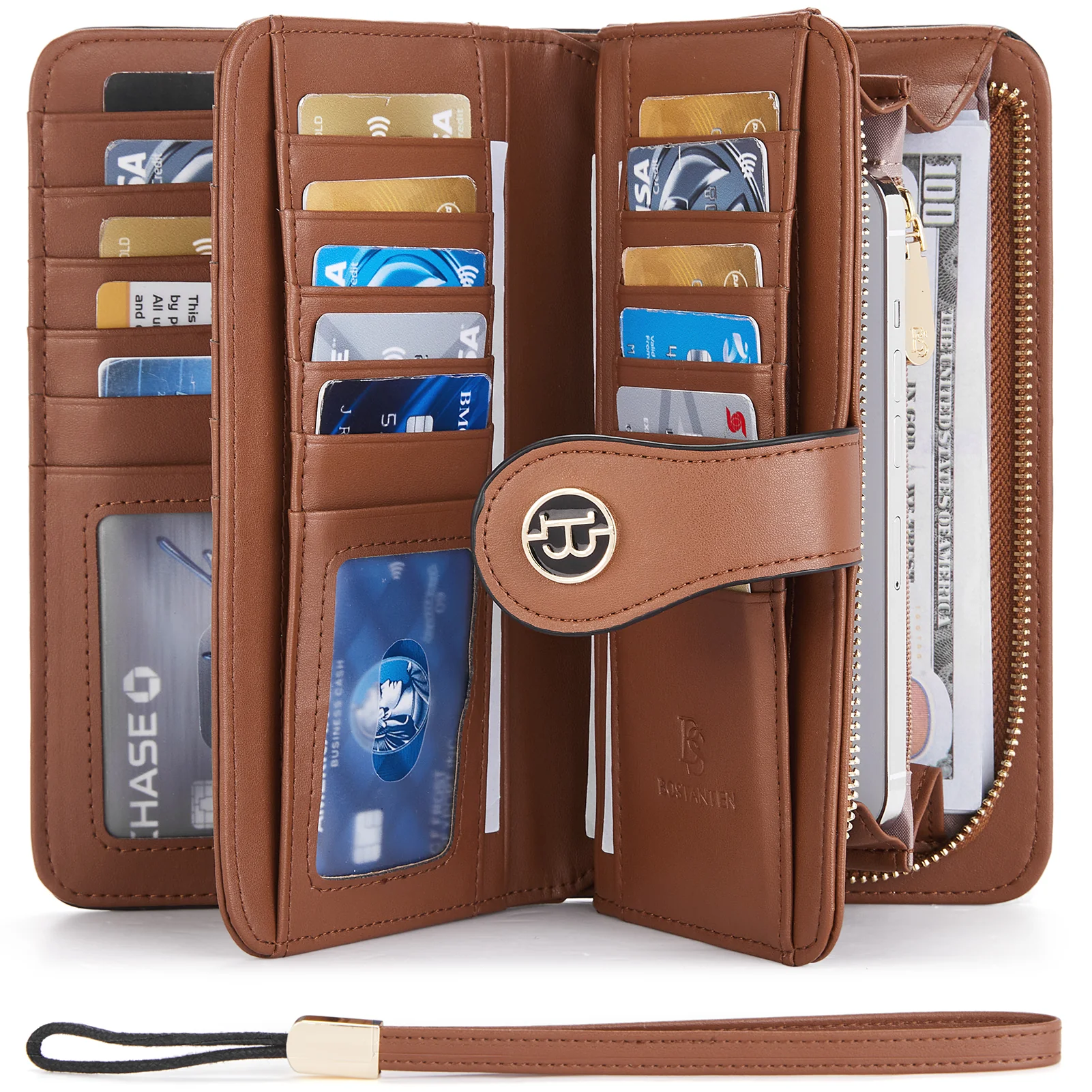 BOSTANTEN Womens Wallet Genuine Leather Large Capacity Wristlet Clutch Purse Credit Card Holder with RFID Blocking - Image 3