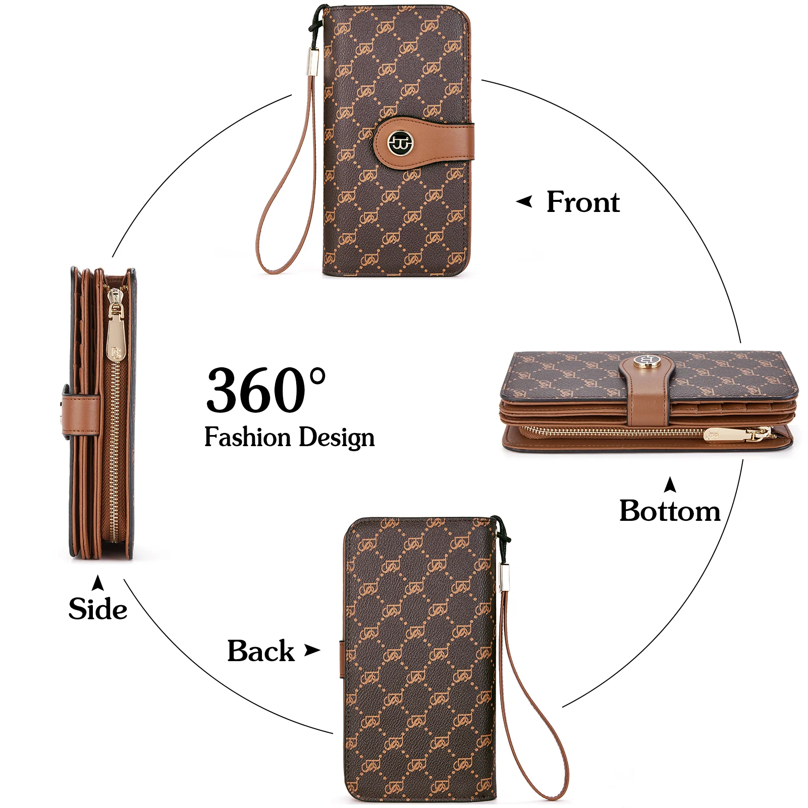 BOSTANTEN Womens Wallet Genuine Leather Large Capacity Wristlet Clutch Purse Credit Card Holder with RFID Blocking - Image 5