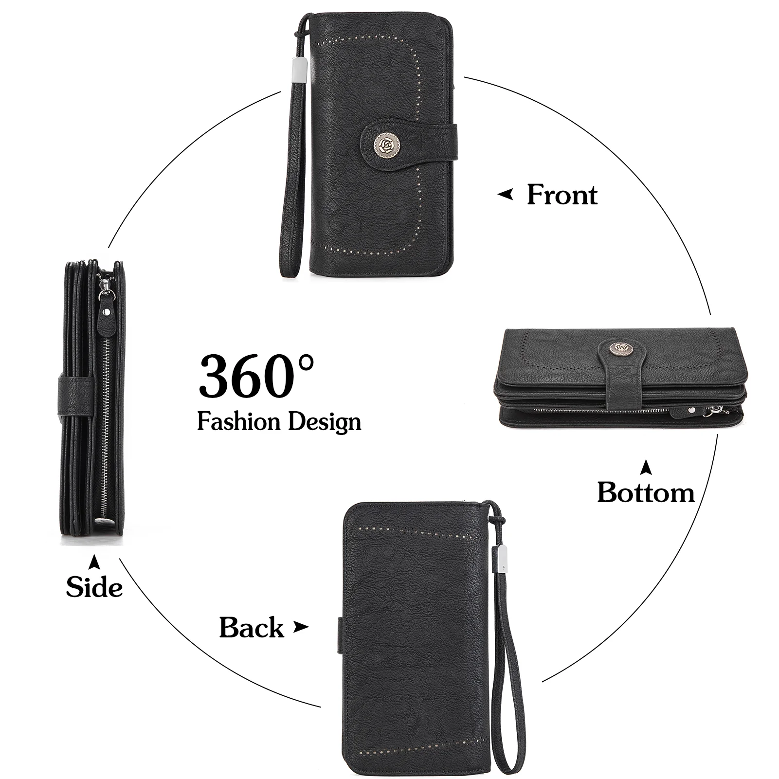 BOSTANTEN Womens Wallet Genuine Leather Large Capacity Wristlet Clutch Purse Credit Card Holder with RFID Blocking - Image 11
