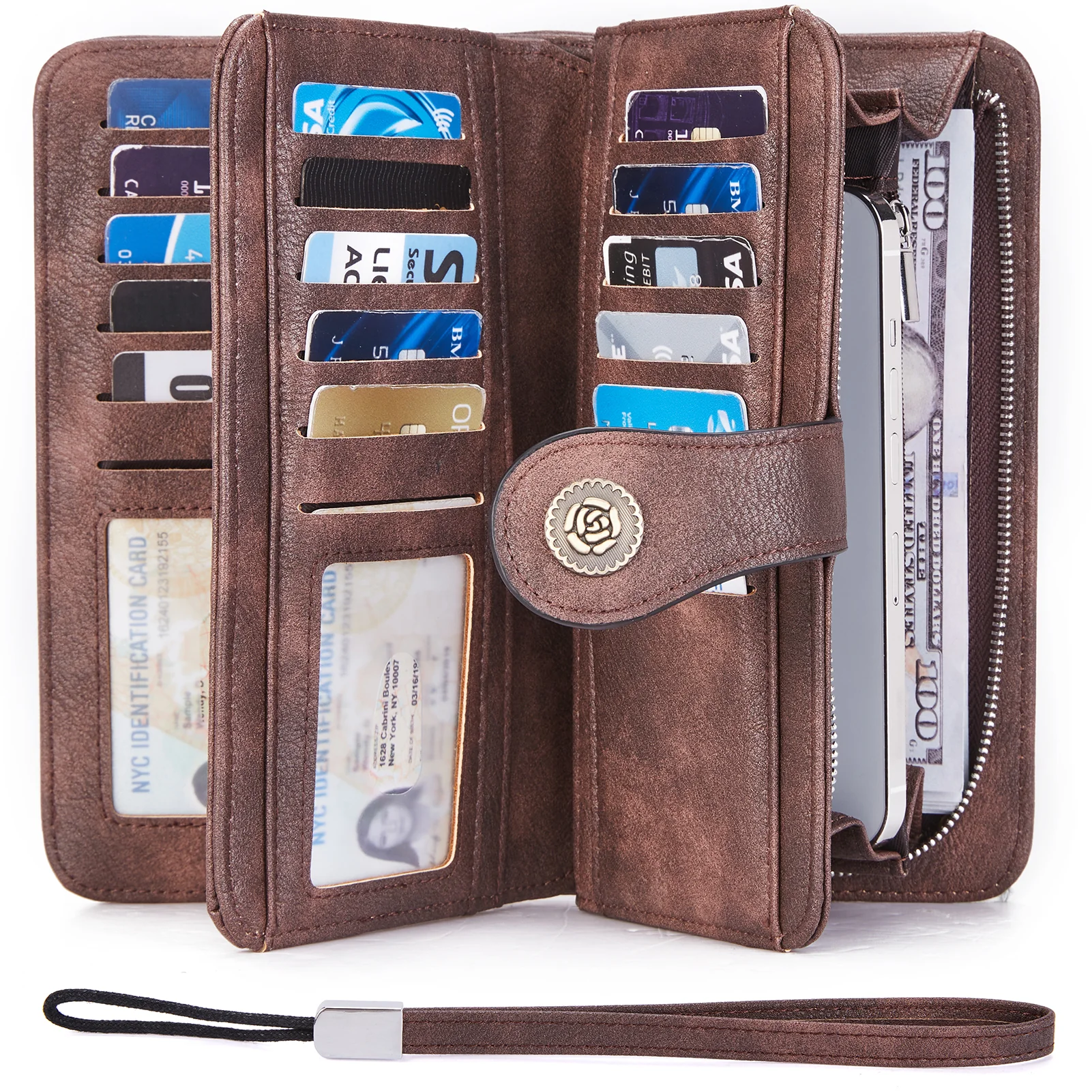 BOSTANTEN Womens Wallet Genuine Leather Large Capacity Wristlet Clutch Purse Credit Card Holder with RFID Blocking - Image 14