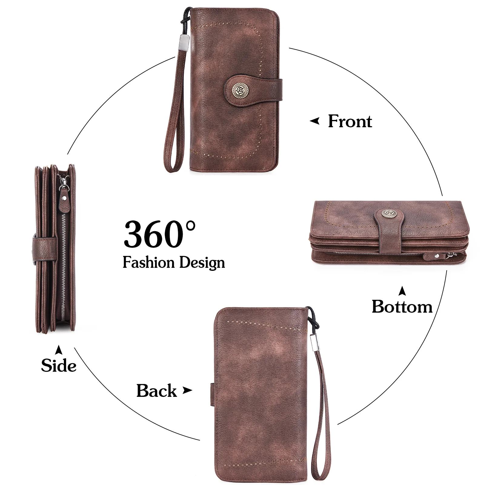 BOSTANTEN Womens Wallet Genuine Leather Large Capacity Wristlet Clutch Purse Credit Card Holder with RFID Blocking - Image 15