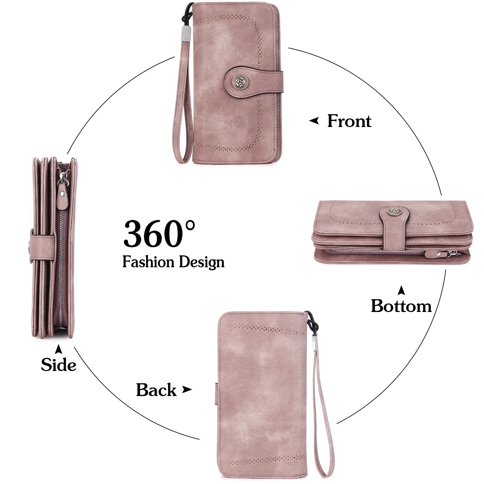 BOSTANTEN Womens Wallet Genuine Leather Large Capacity Wristlet Clutch Purse Credit Card Holder with RFID Blocking - Image 21