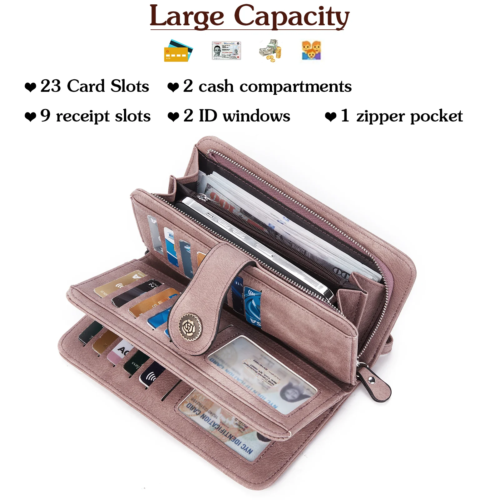 BOSTANTEN Womens Wallet Genuine Leather Large Capacity Wristlet Clutch Purse Credit Card Holder with RFID Blocking - Image 23
