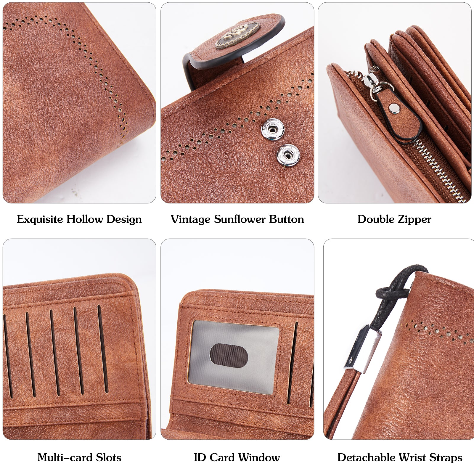 BOSTANTEN Womens Wallet Genuine Leather Large Capacity Wristlet Clutch Purse Credit Card Holder with RFID Blocking - Image 6