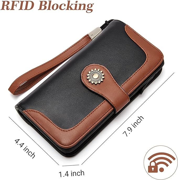 Lomy Sunflower Clasp Large Leather Wristlet Clutch For Women - Image 10