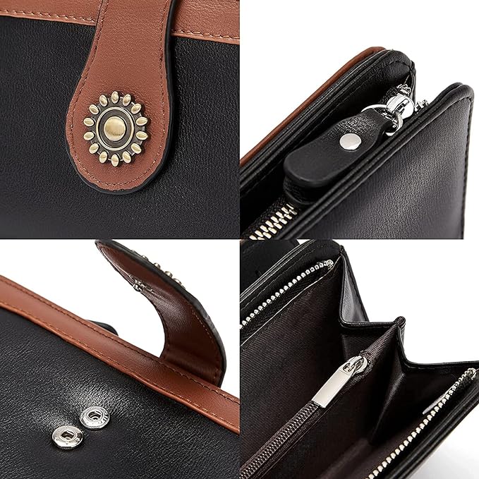 Lomy Sunflower Clasp Large Leather Wristlet Clutch For Women - Image 11