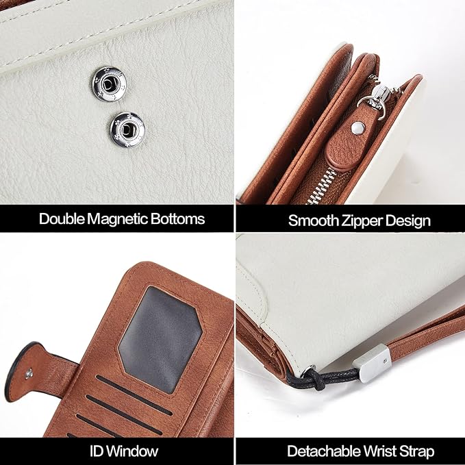 Lomy Sunflower Clasp Large Leather Wristlet Clutch For Women - Image 12
