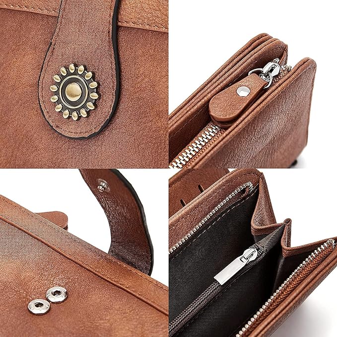 Lomy Sunflower Clasp Large Leather Wristlet Clutch For Women - Image 16