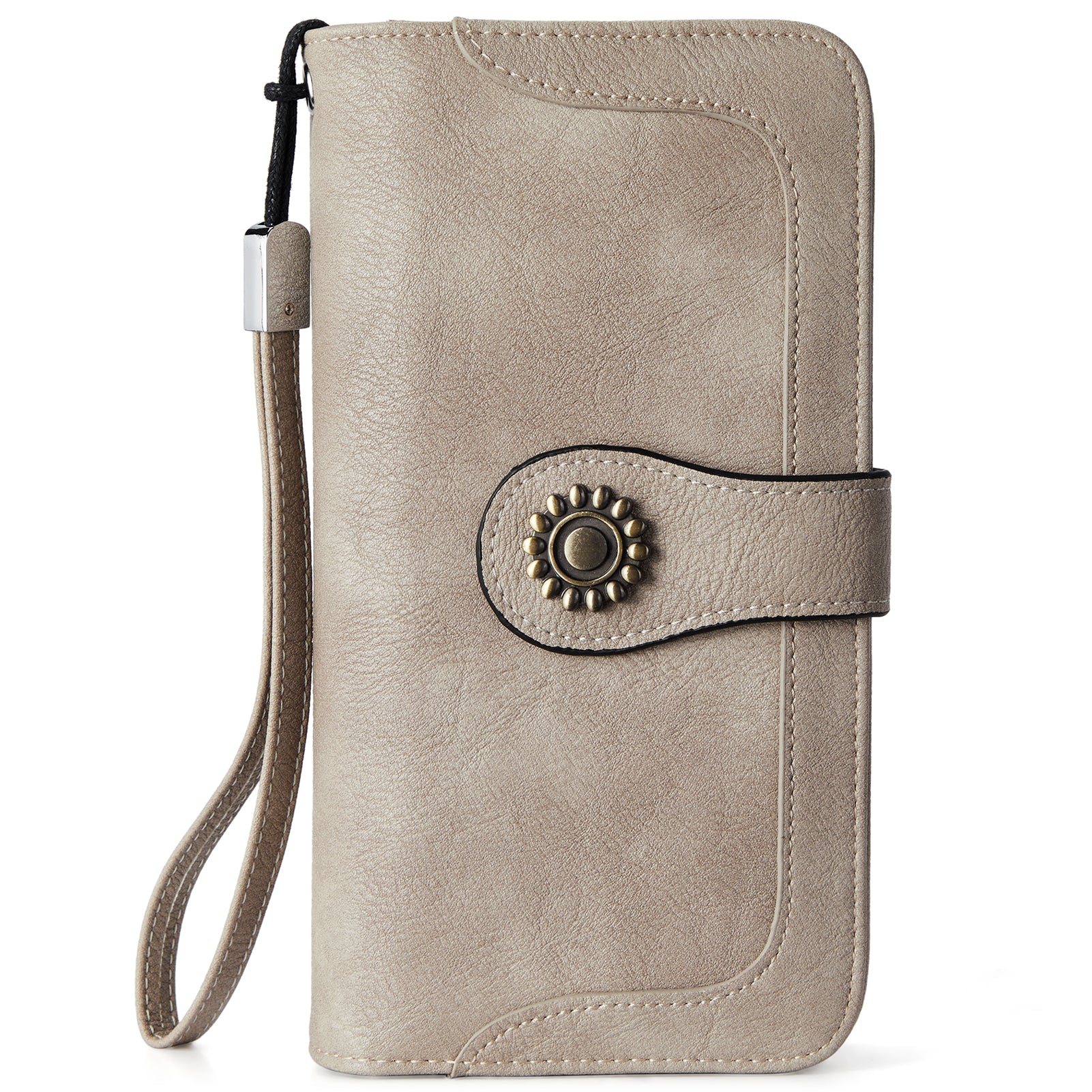 Lomy Sunflower Clasp Large Leather Wristlet Clutch For Women - Image 26
