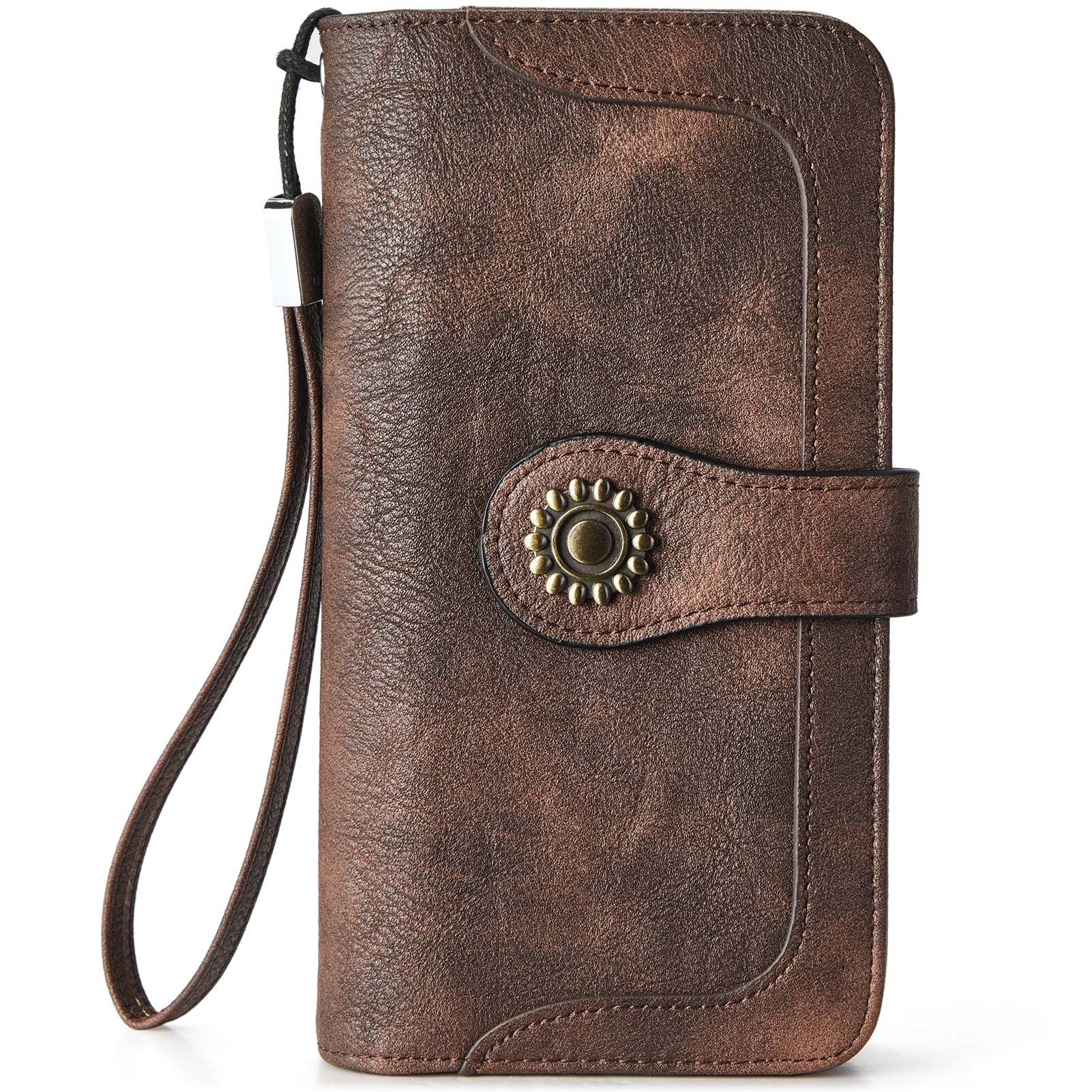 Lomy Sunflower Clasp Large Leather Wristlet Clutch For Women - Image 27