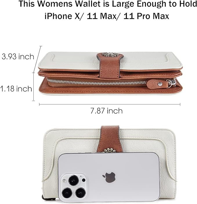 Lomy Sunflower Clasp Large Leather Wristlet Clutch For Women - Image 3