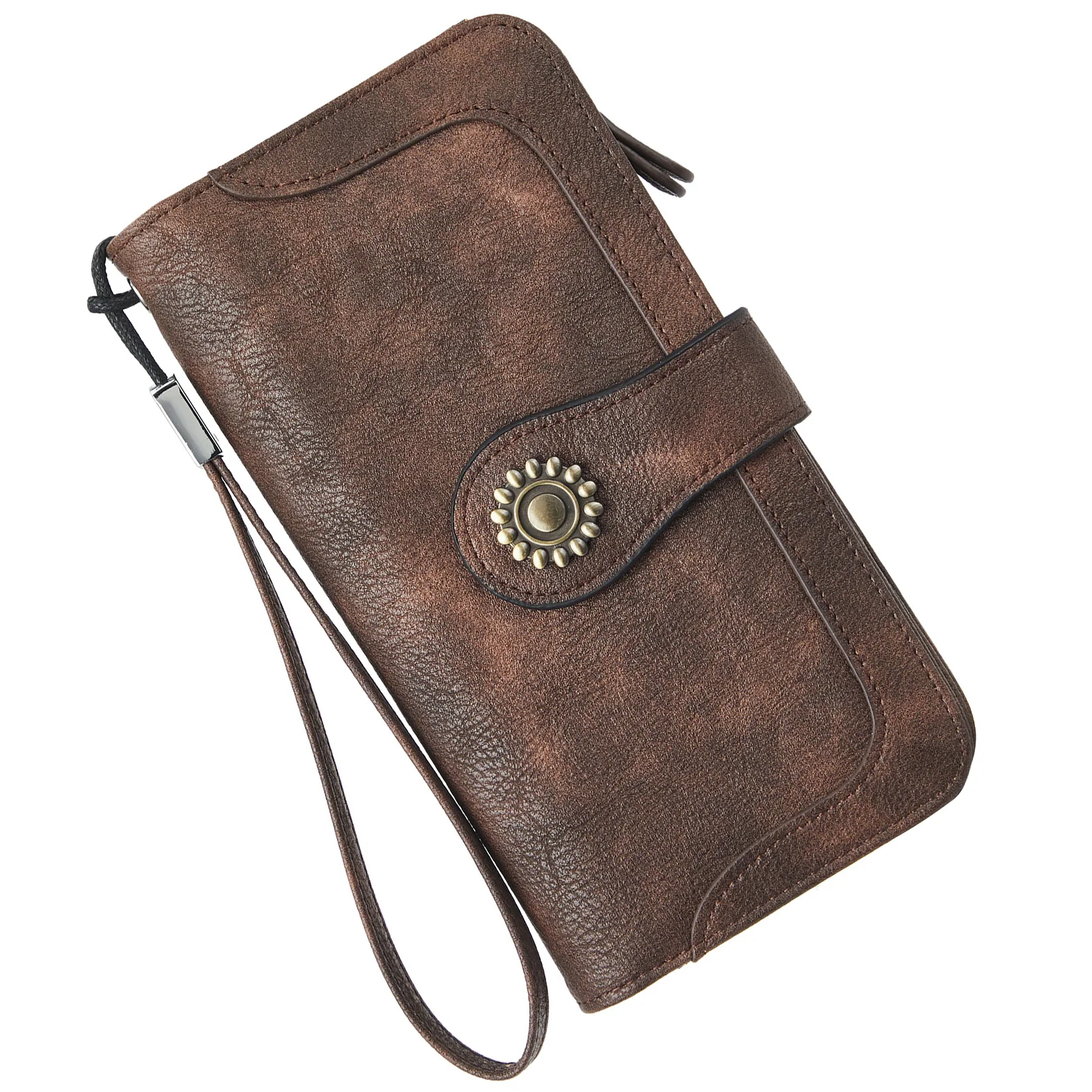 Lomy Sunflower Clasp Large Leather Wristlet Clutch For Women - Image 30