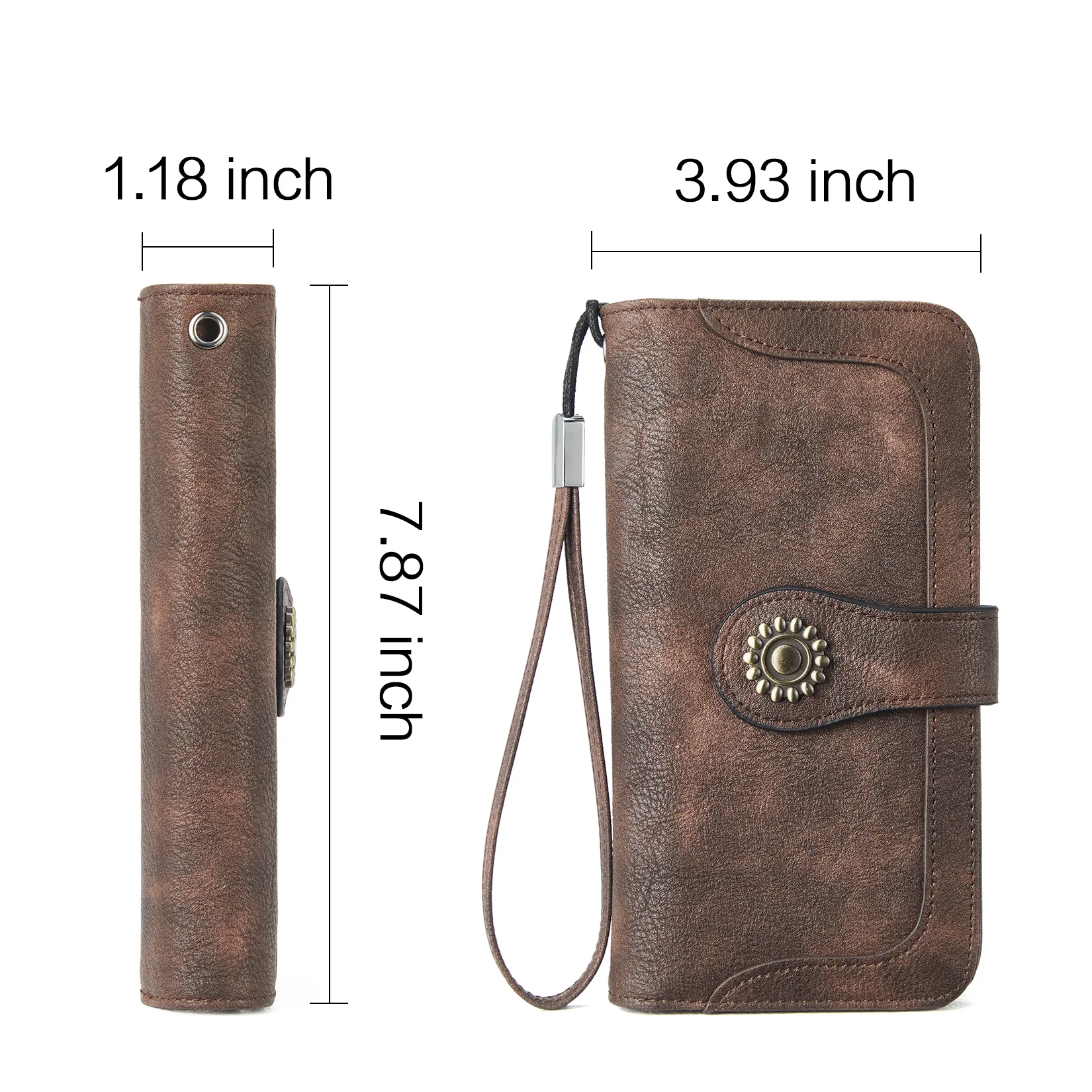 Lomy Sunflower Clasp Large Leather Wristlet Clutch For Women - Image 33