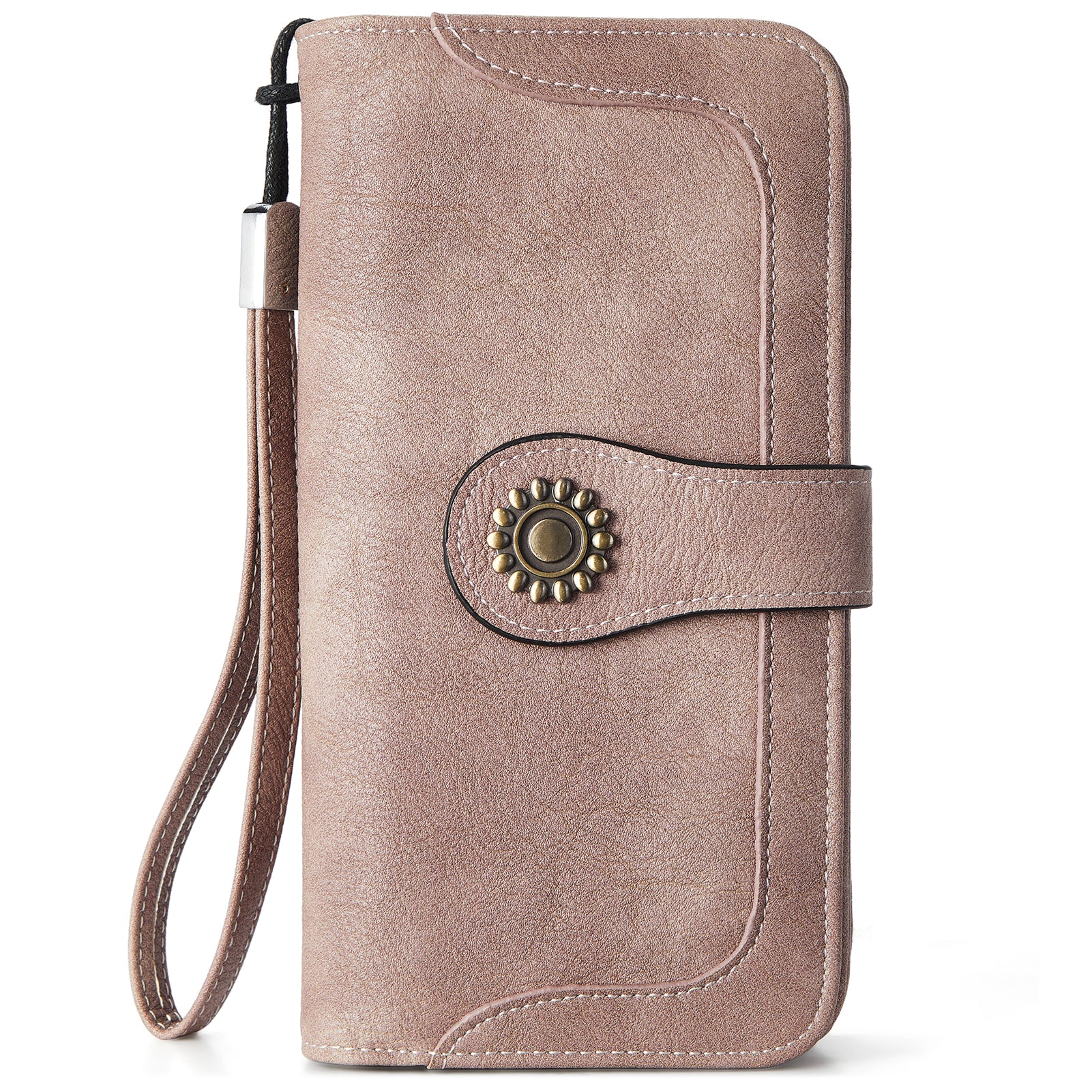 Lomy Sunflower Clasp Large Leather Wristlet Clutch For Women - Image 34