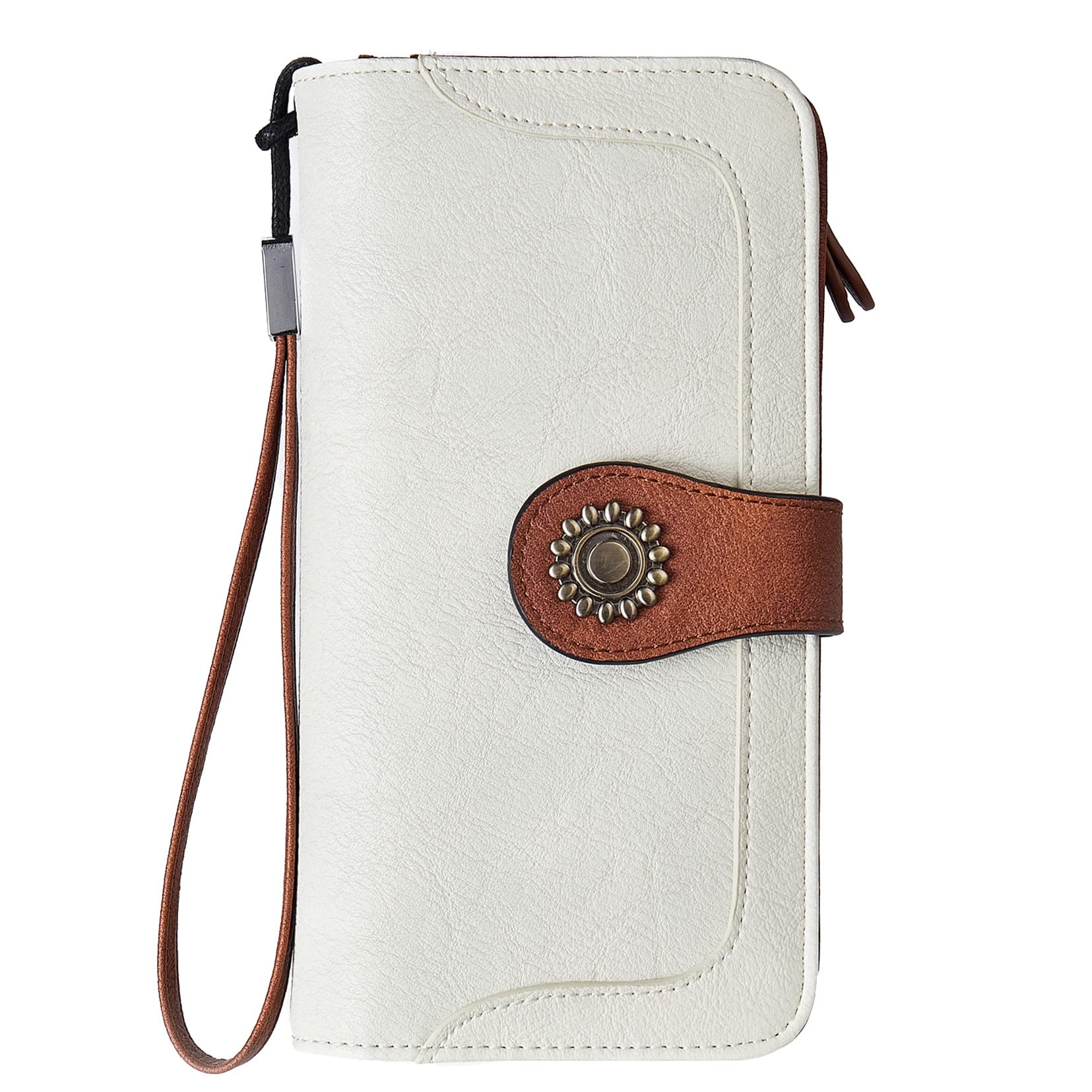 Lomy Sunflower Clasp Large Leather Wristlet Clutch For Women - Image 5