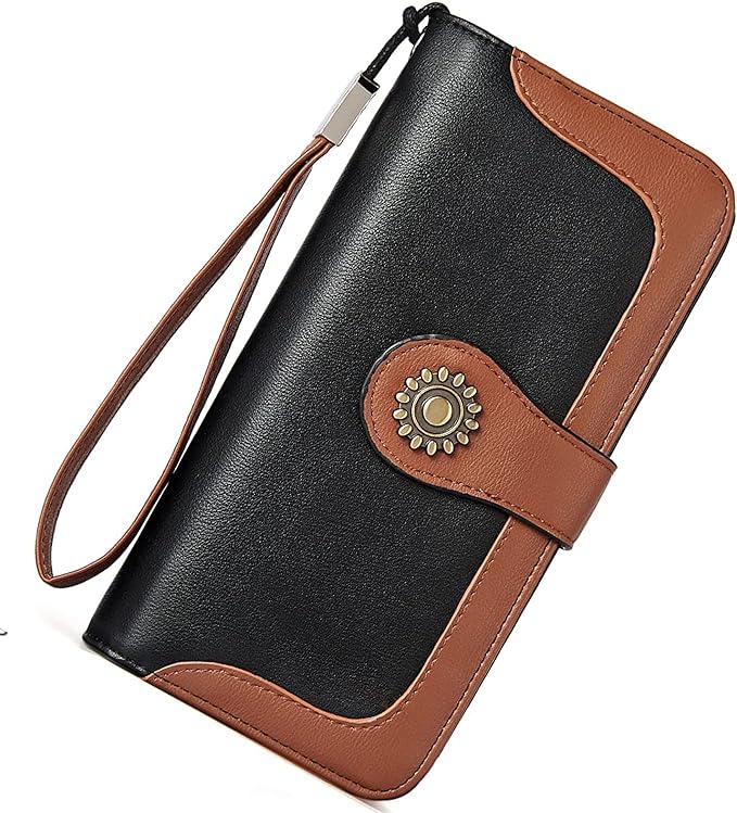 Lomy Sunflower Clasp Large Leather Wristlet Clutch For Women - Image 7