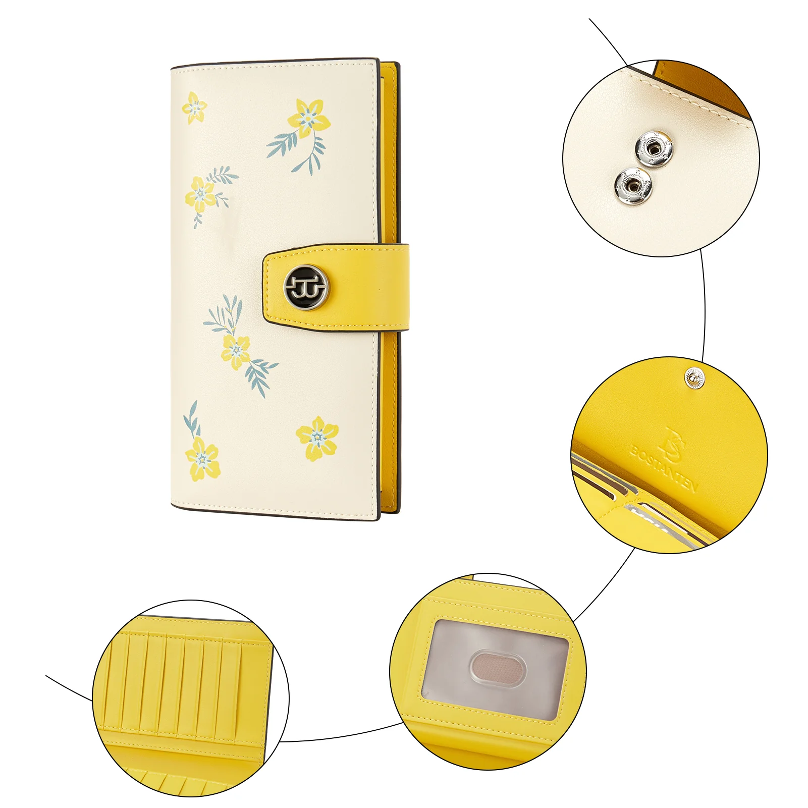 Women Top Leather Wallets Large Capacity - Floral Style - Image 7