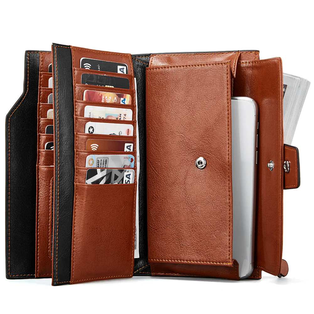 Lnna Genuine Leather RFID Wallets With Checkbooks - Cash Clutch - Image 17