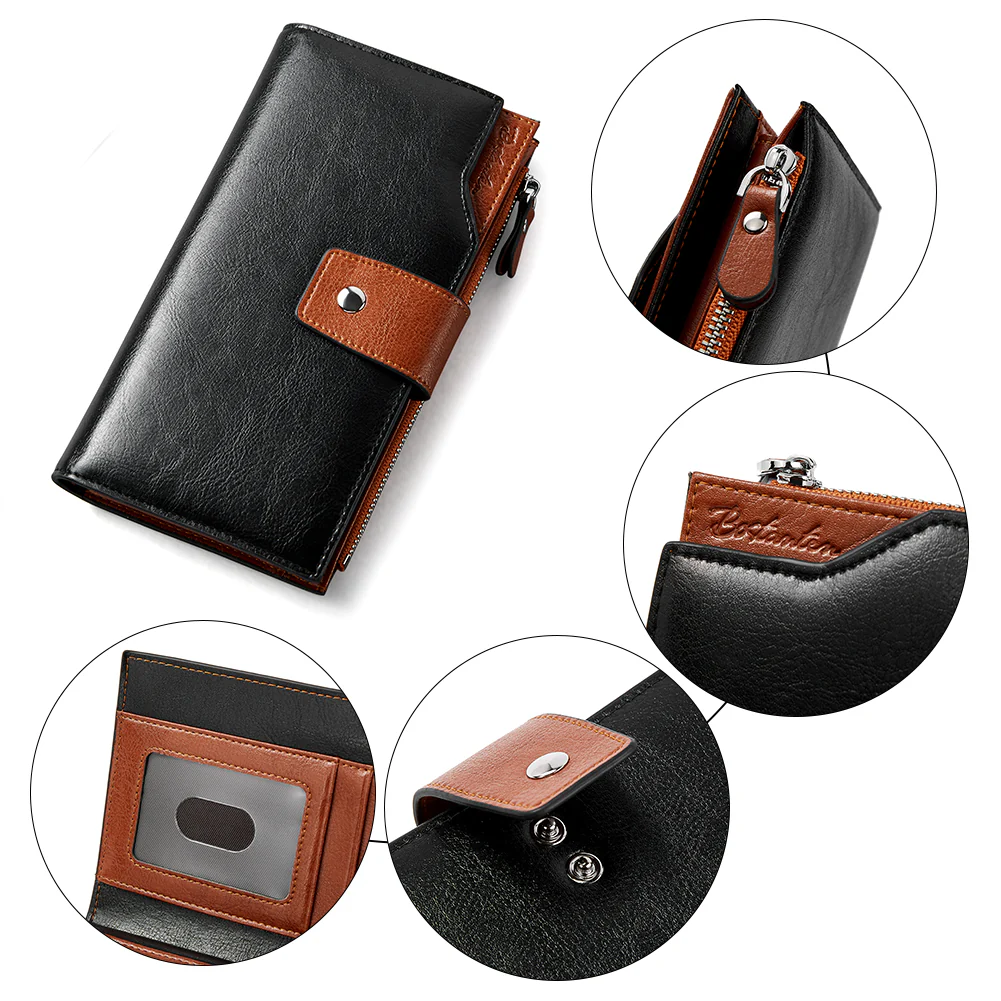 Lnna Genuine Leather RFID Wallets With Checkbooks - Cash Clutch - Image 20