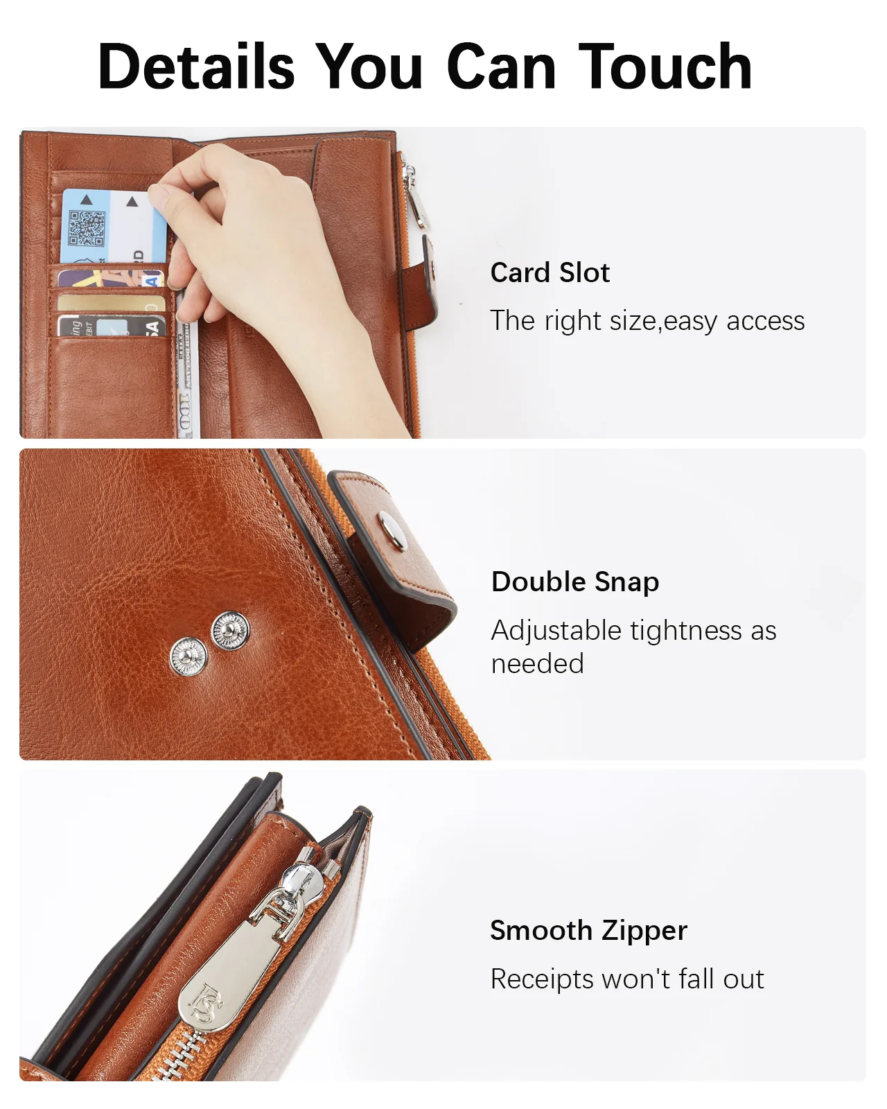 Lnna Genuine Leather RFID Wallets With Checkbooks - Cash Clutch - Image 4