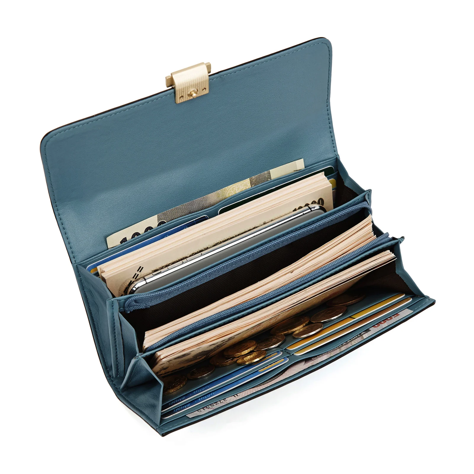 BOSTANTEN Womens Wallet Large Capacity Cash Clutch Purse with Buckle Credit Cards Holder - Image 2