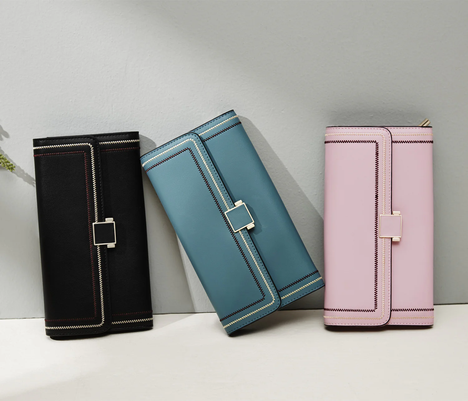 BOSTANTEN Womens Wallet Large Capacity Cash Clutch Purse with Buckle Credit Cards Holder - Image 6