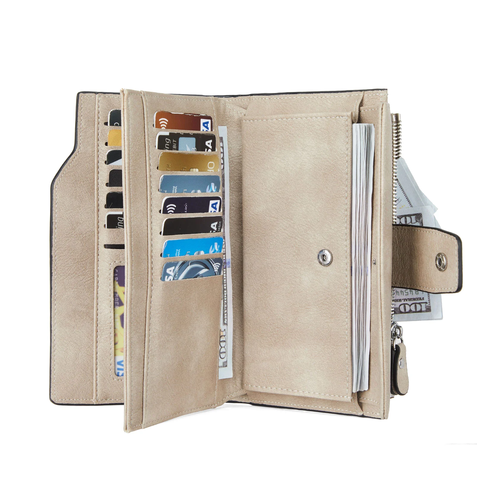 BOSTANTEN Womens Wallet Leather Wallets Large Capacity Cash Cluth Purses Coffee Rough Grain - Image 13