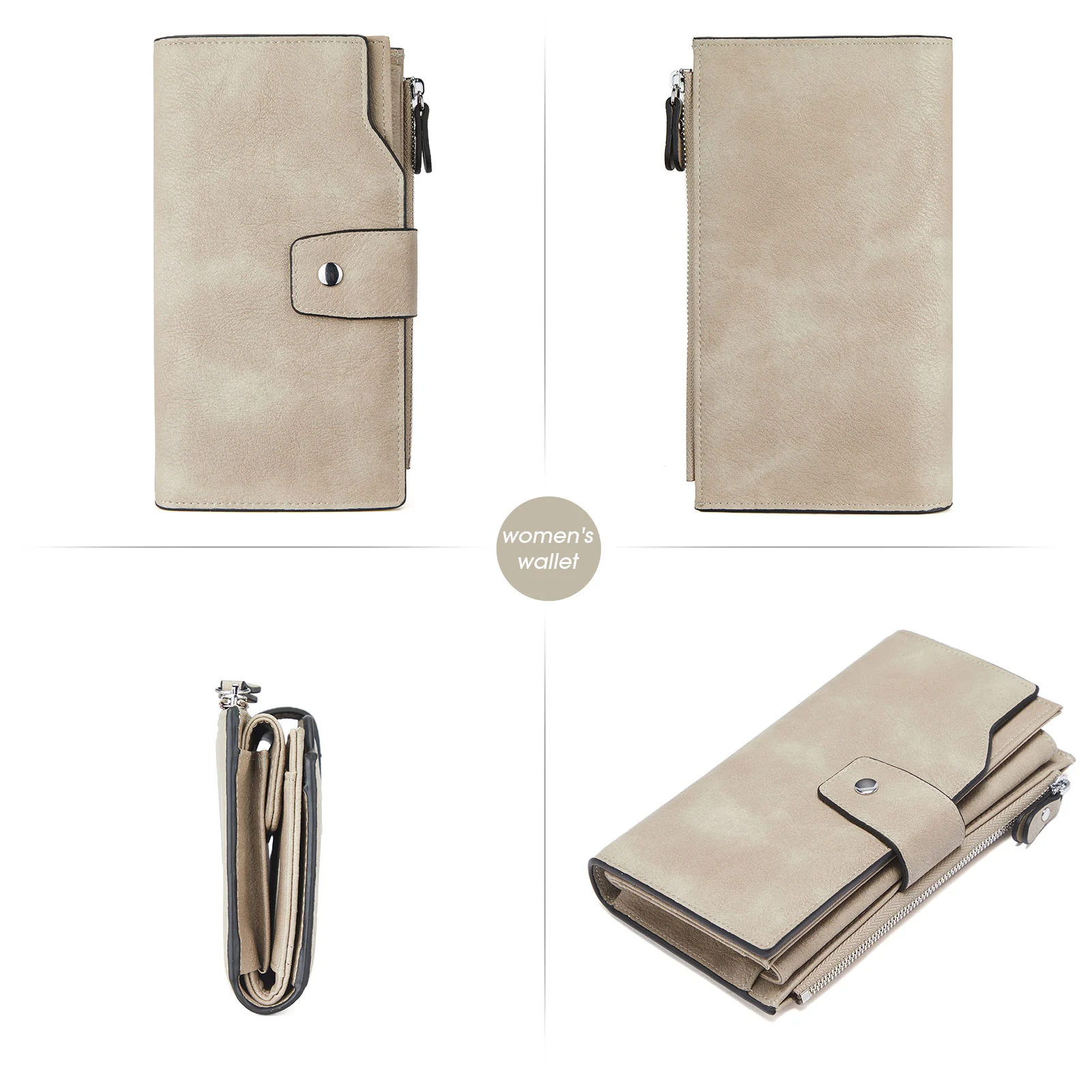 BOSTANTEN Womens Wallet Leather Wallets Large Capacity Cash Cluth Purses Coffee Rough Grain - Image 16