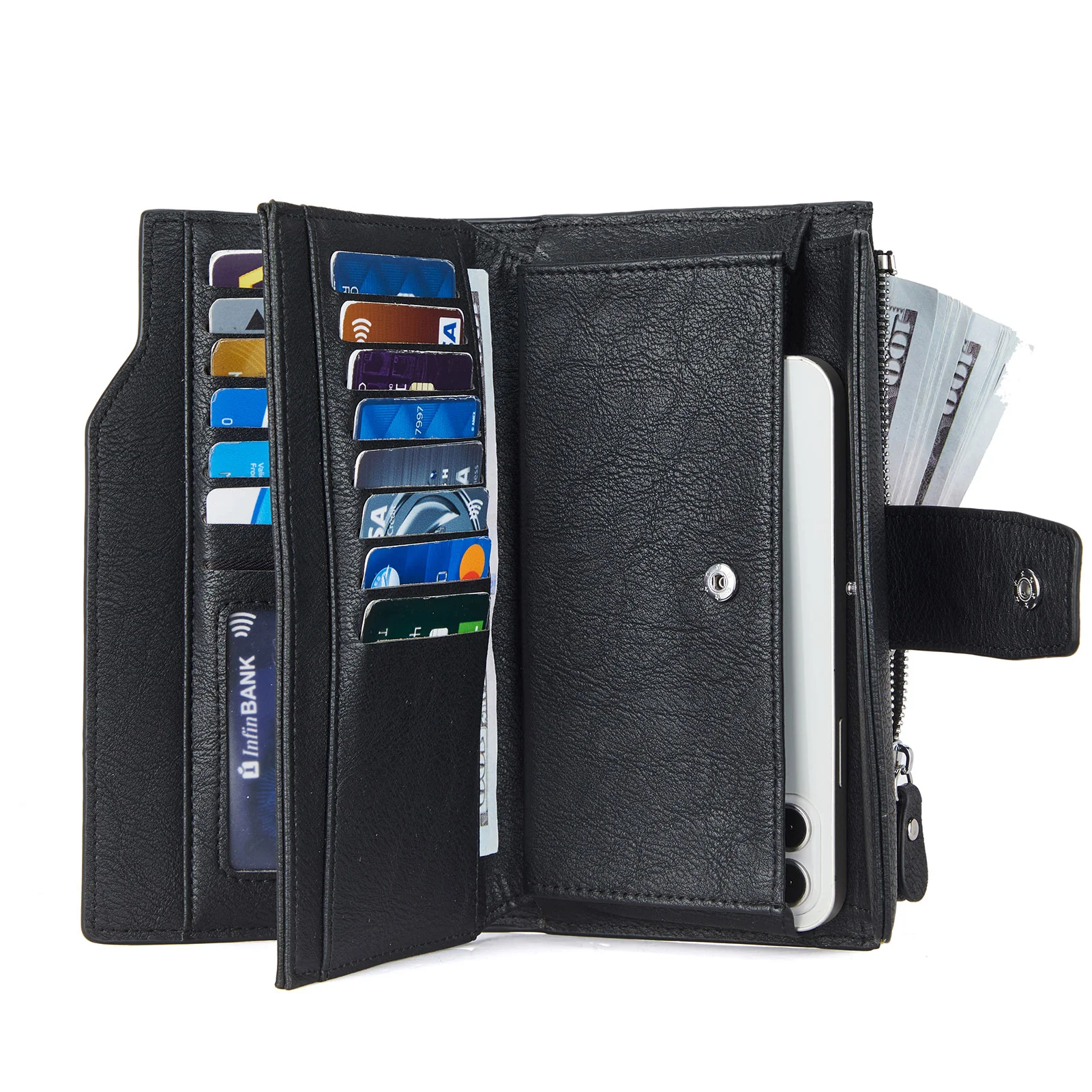 BOSTANTEN Womens Wallet Leather Wallets Large Capacity Cash Cluth Purses Coffee Rough Grain - Image 23