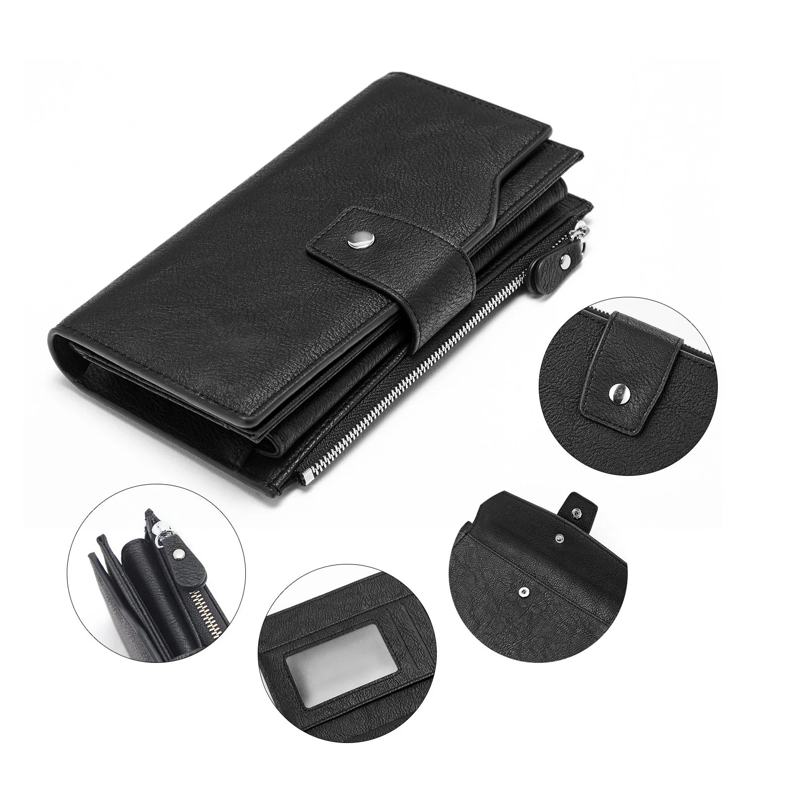 BOSTANTEN Womens Wallet Leather Wallets Large Capacity Cash Cluth Purses Coffee Rough Grain - Image 25