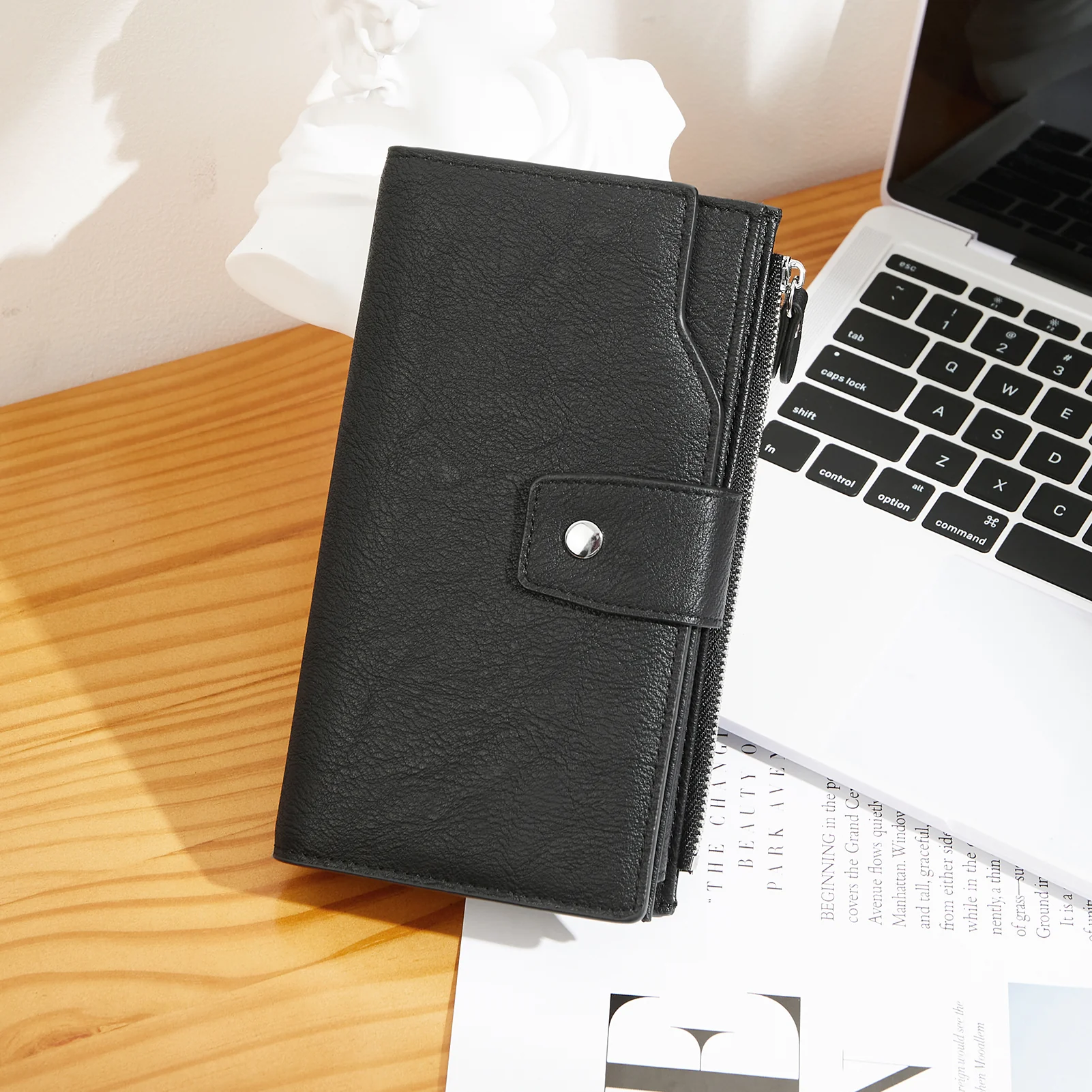 BOSTANTEN Womens Wallet Leather Wallets Large Capacity Cash Cluth Purses Coffee Rough Grain - Image 29