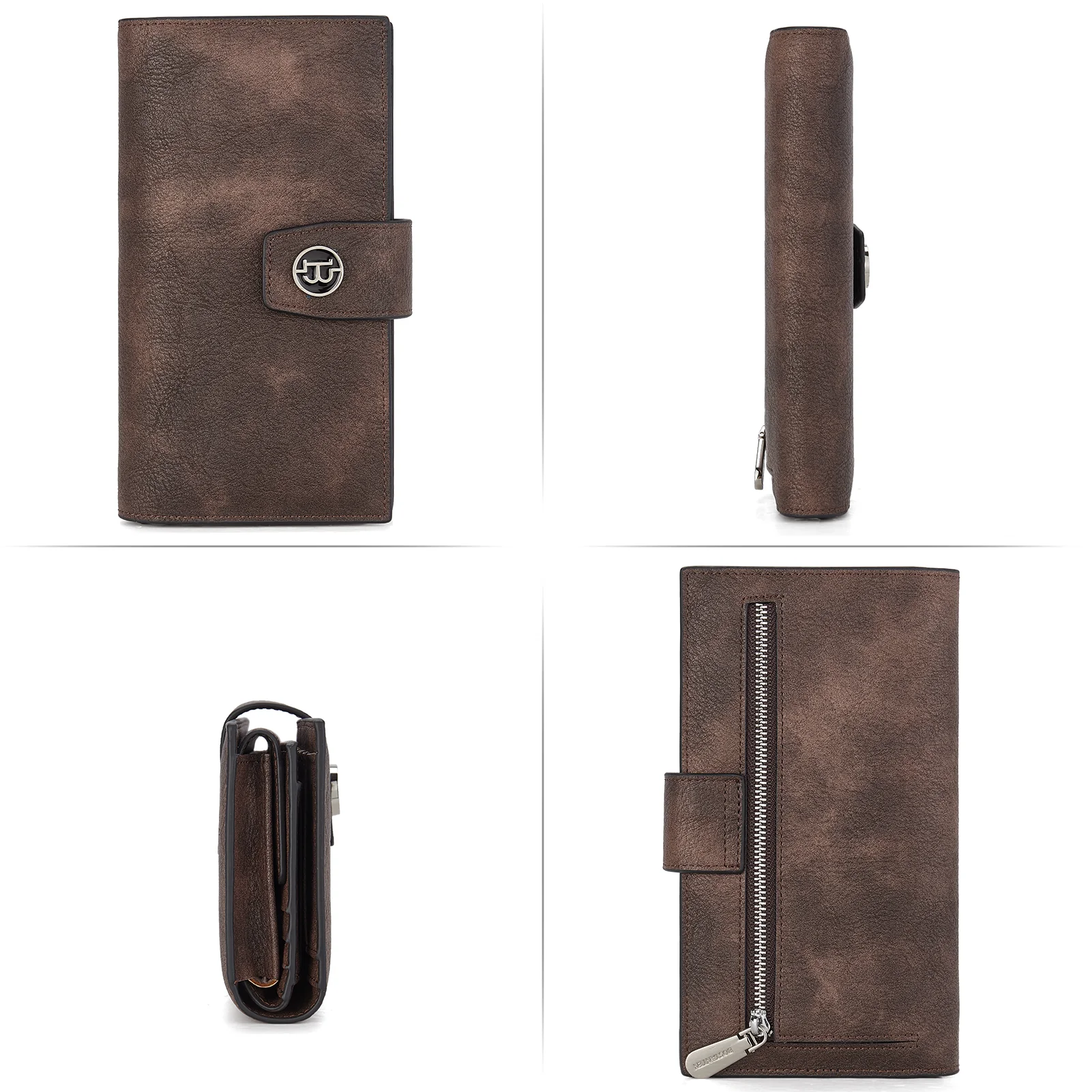 BOSTANTEN Womens Wallet Leather Wallets Large Capacity Cash Cluth Purses Coffee Rough Grain - Image 6