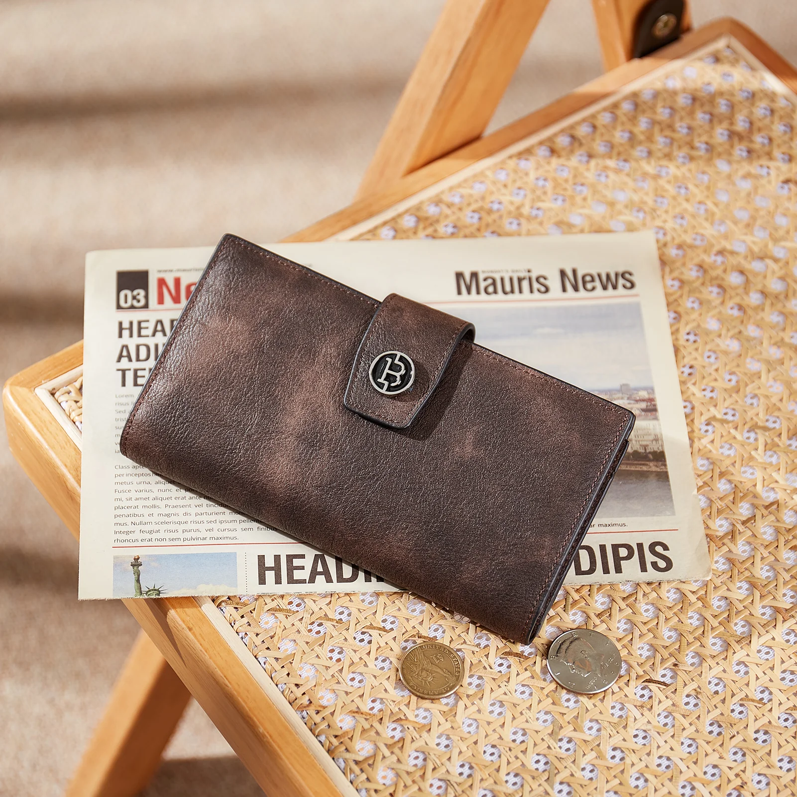 BOSTANTEN Womens Wallet Leather Wallets Large Capacity Cash Cluth Purses Coffee Rough Grain - Image 9