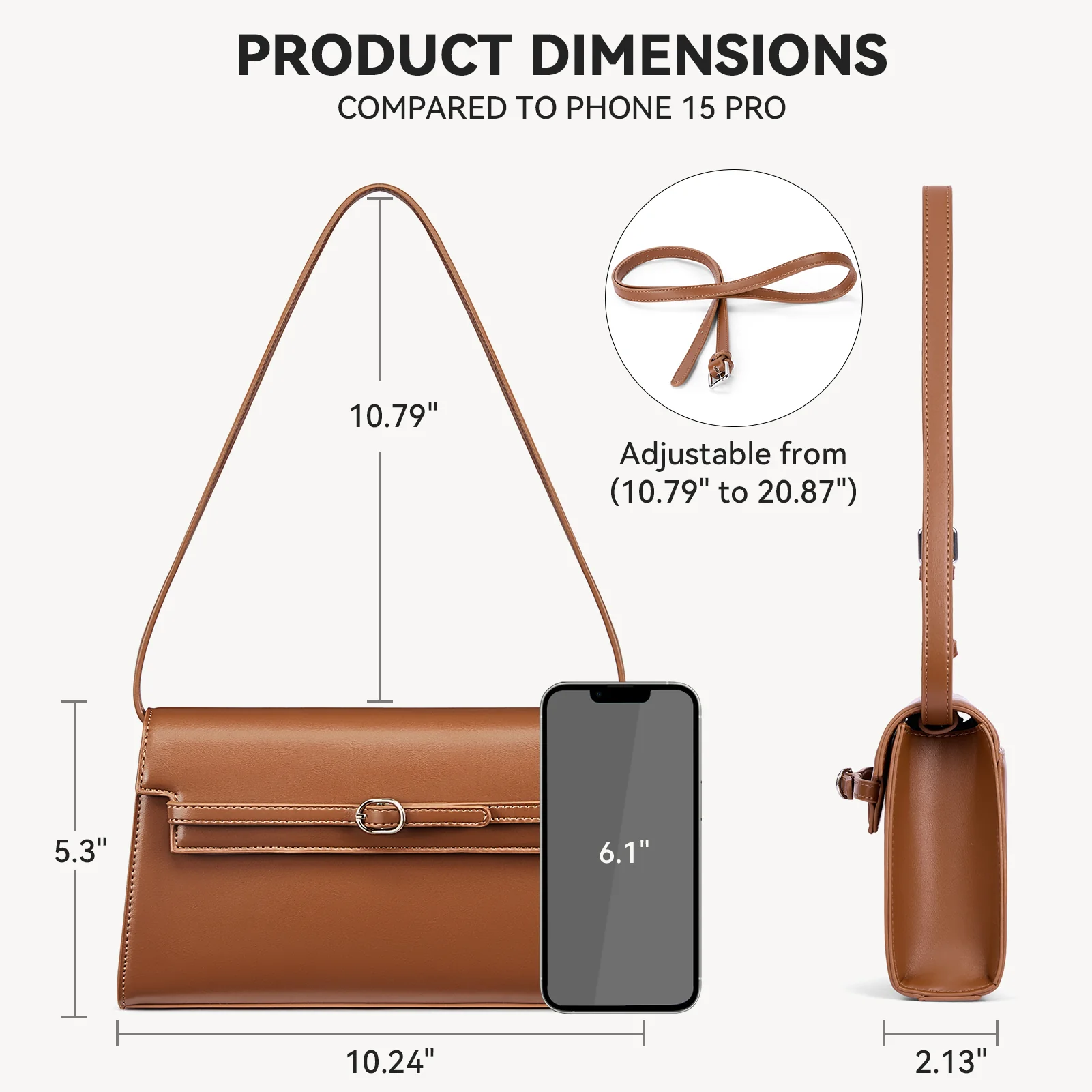 Kweli Belted Elegance Leather Shoulder Bag - Image 12